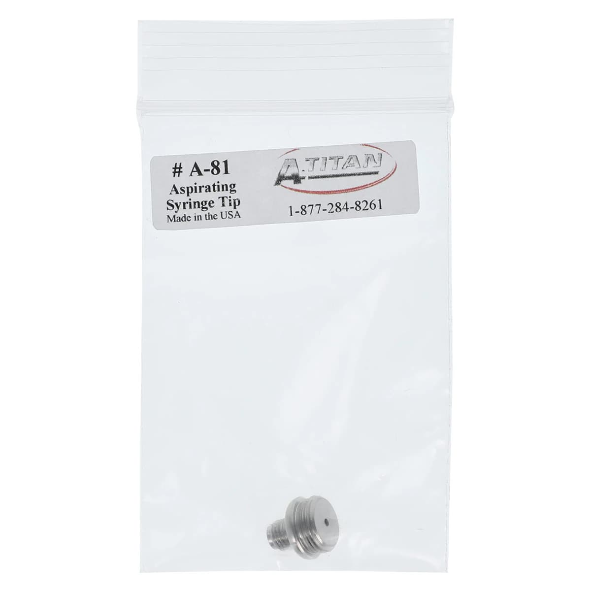 A. Titan A-81 Aspirating Syringe Tip, A Type, Stainless Steel, Each thumbnail 3