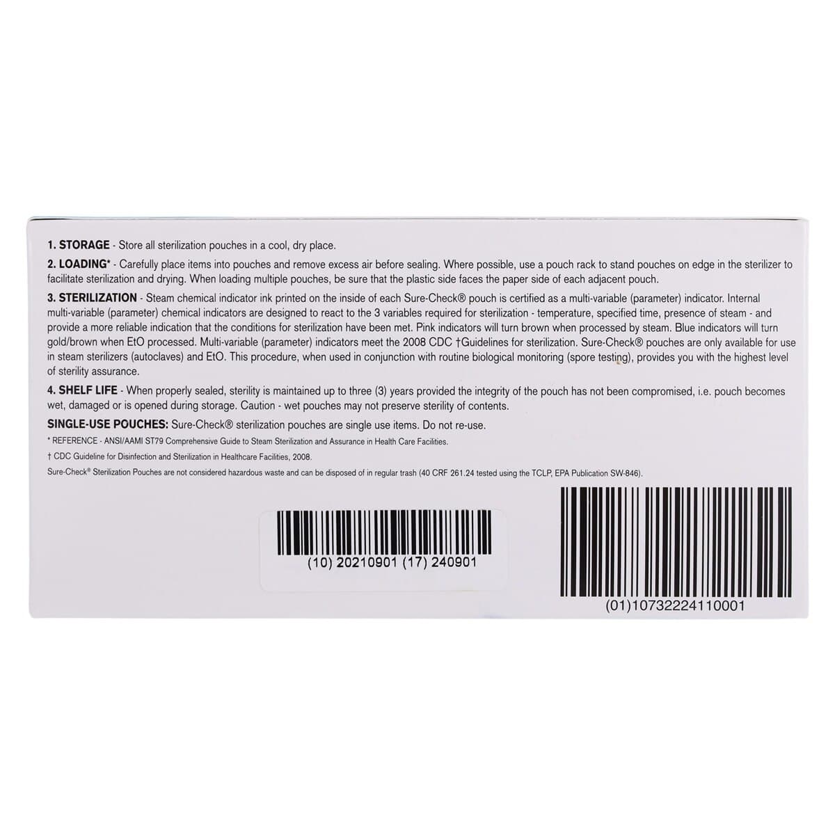 Sure-Check Self-Seal Sterilization Pouches, 3.5" x 5.25", Clear, 200/Box, SCXS2 thumbnail 6