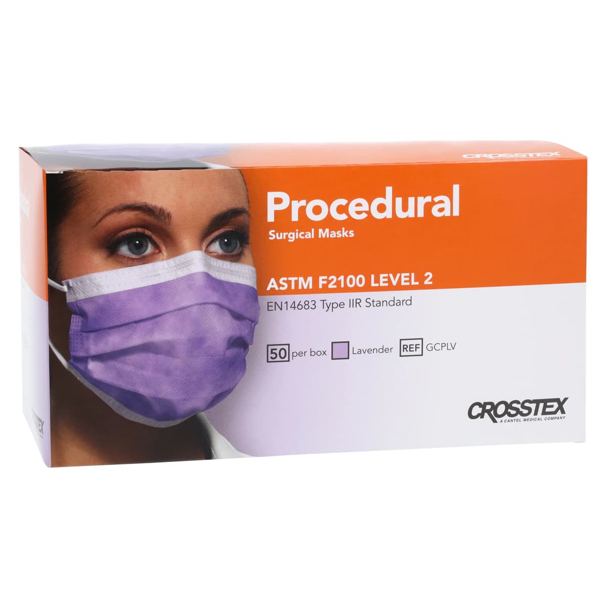 Crosstex Procedural Earloop Face Mask, ASTM Level 2, Lavender, Latex Free, 50/Box, GCPLV thumbnail 4