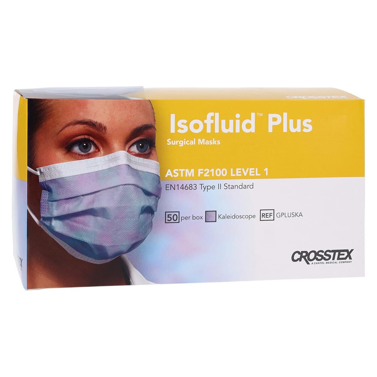 Isofluid Plus Earloop Face Mask, ASTM Level 1, Kaleidoscope, One Size Fits Most, 50/Box, GPLUSKA thumbnail 4