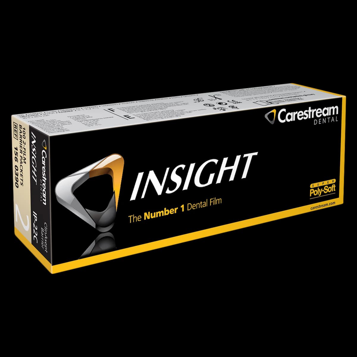 Carestream INSIGHT IP-22C Size 2 Periapical Dental Film, Double Film, F-Speed, ClinAsept Barrier Super Poly-Soft Packets, 100/Box, 1560390 - --IP-22C Size 2 INSIGHT Double Film w/Clinasept Barrier (100) - Image 1