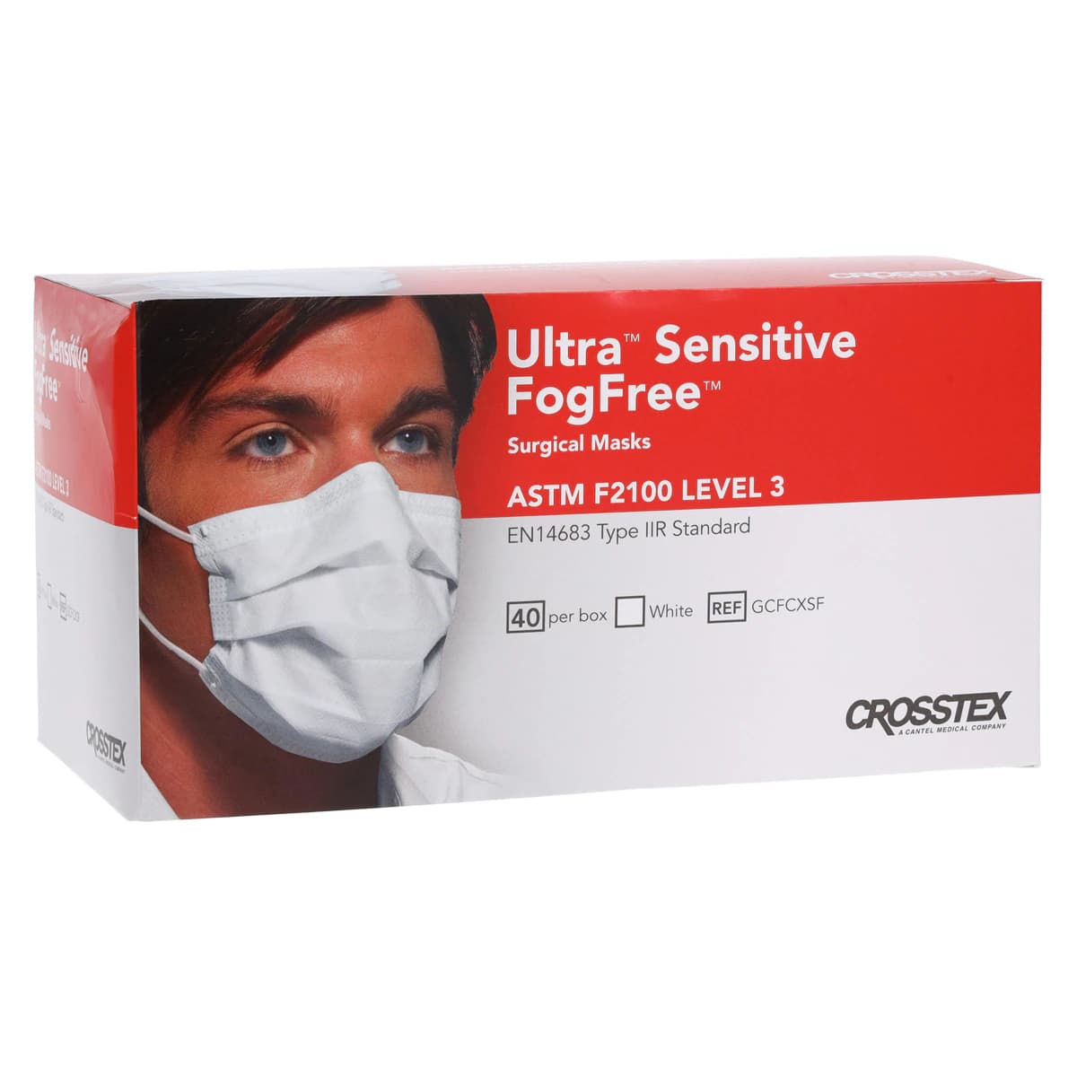 Crosstex Ultra Sensitive FogFree Earloop Face Mask, ASTM Level 3, White, 40/Box, GCFCXSF thumbnail 4