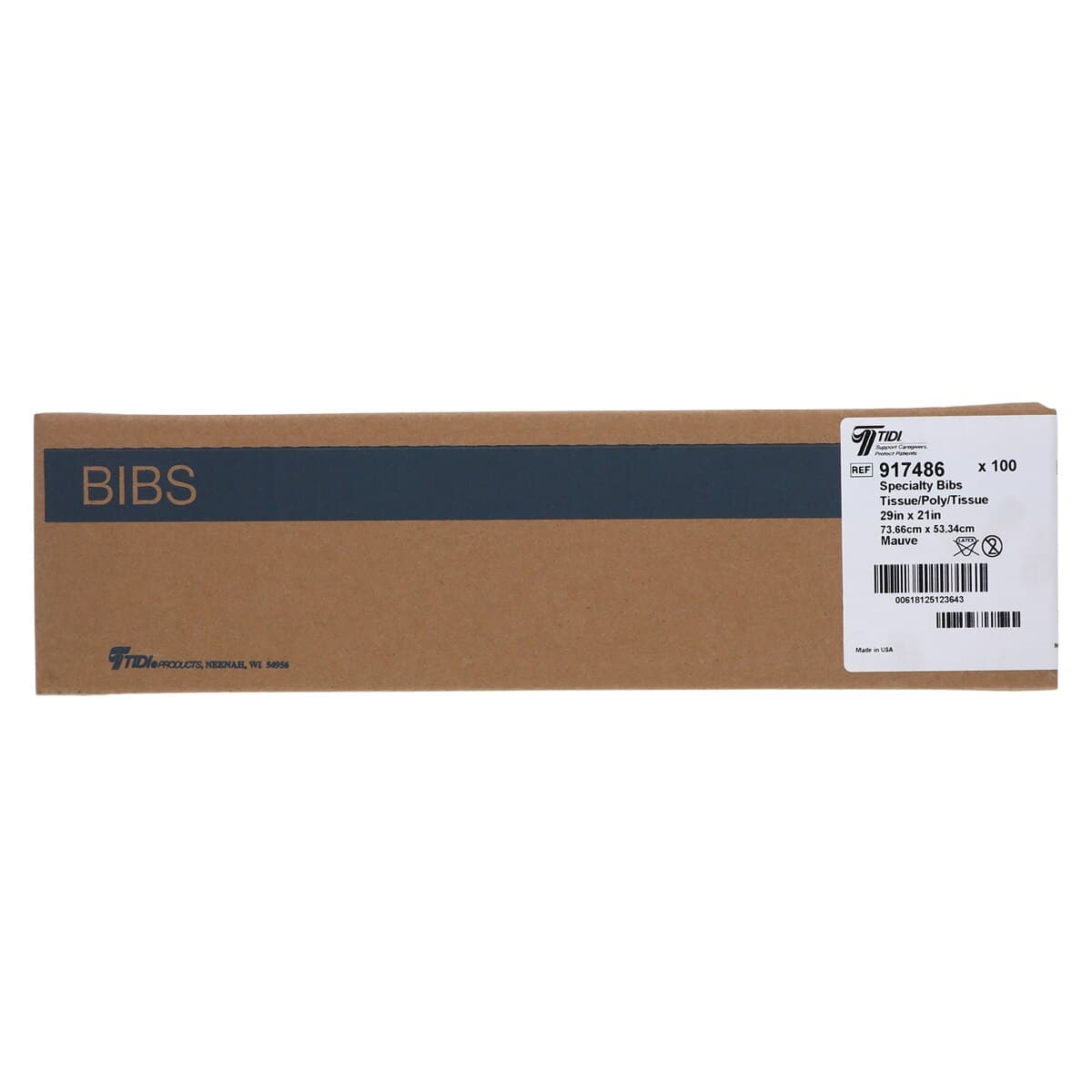 TIDI Everyday Endo/Prophy Bibs, 2-Ply Tissue with Poly Barrier, Contour Neck, Waist-Length, Mauve, 29" x 21", 100/Case, 917486 thumbnail 3