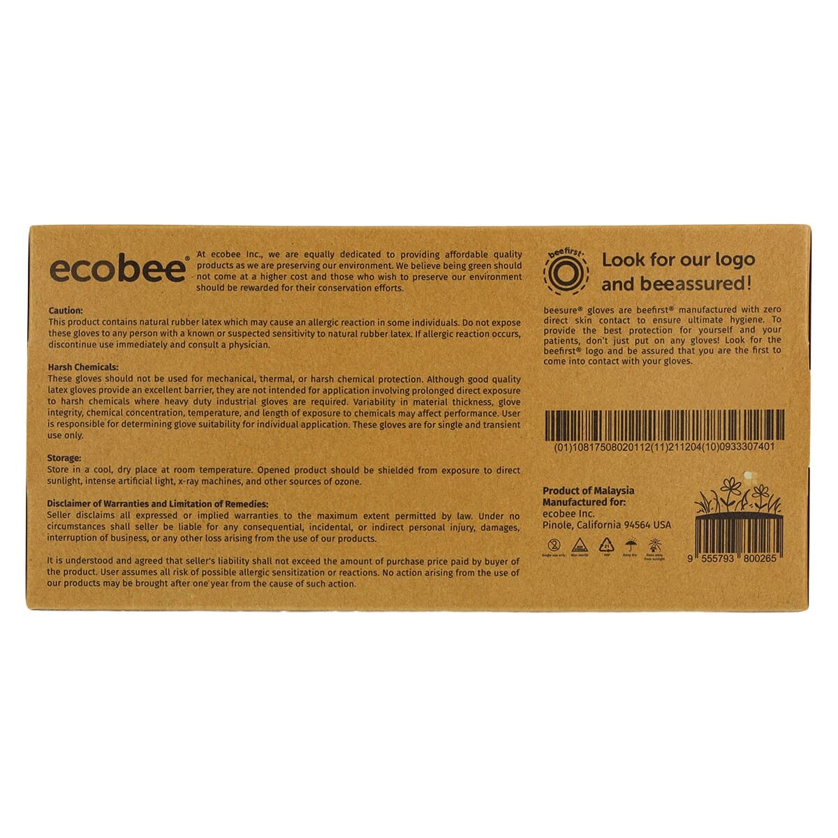 Beesure Latex Exam Gloves, Powder-Free, Non-Sterile, Extra Small, White, 100/Box, BE2815 thumbnail 10