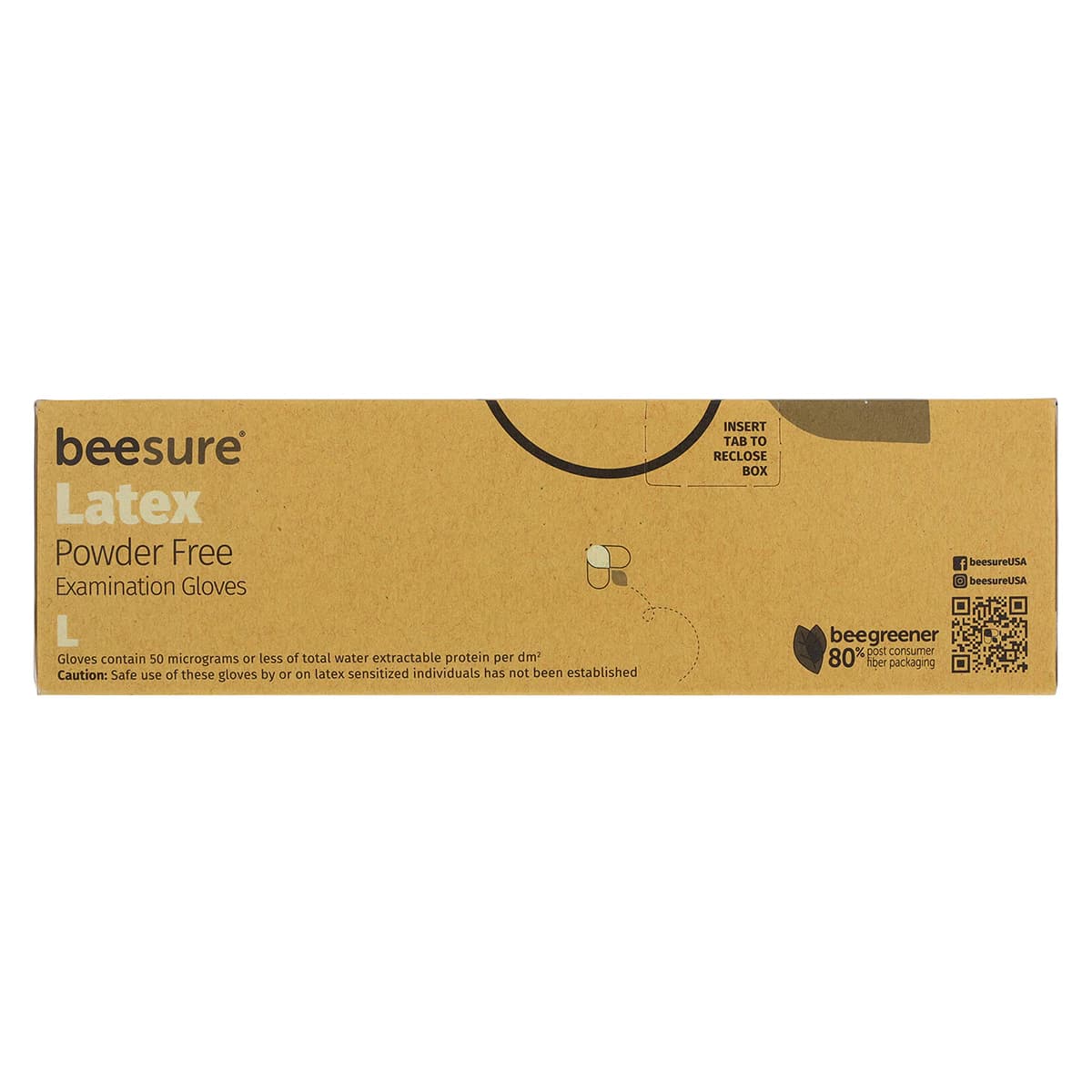 Beesure Latex Exam Gloves, Powder-Free, Non-Sterile, Large, White, 100/Box, BE2818 thumbnail 4