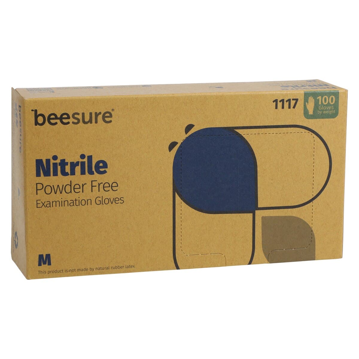 BeeSure Nitrile Exam Gloves, Powder-Free, Non-Sterile, Medium, Blue, 100/Box, BE1117 thumbnail 3
