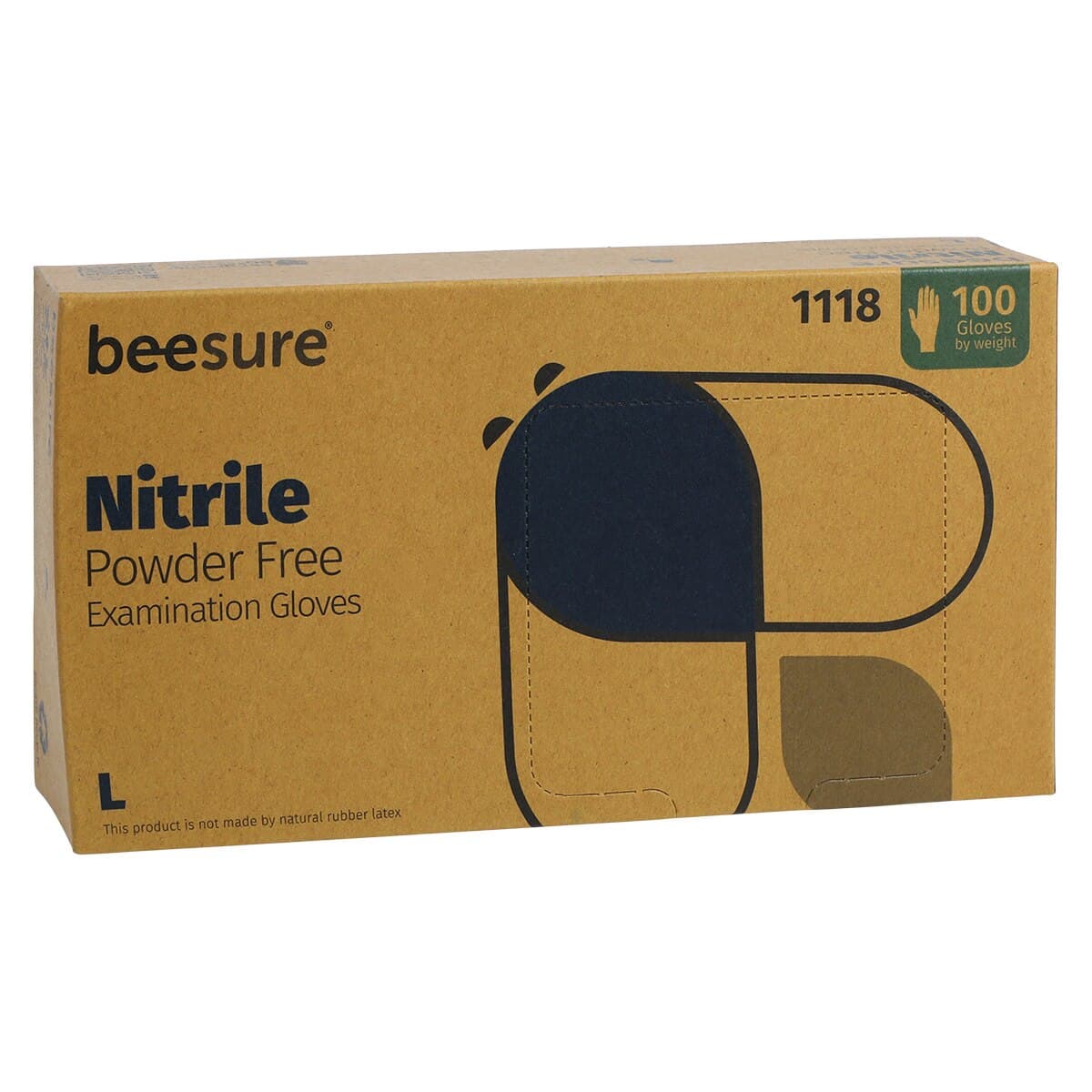 BeeSure® Nitrile Exam Gloves, Powder-Free, Non-Sterile, Large, Blue, 100/Box, BE1118 thumbnail 3
