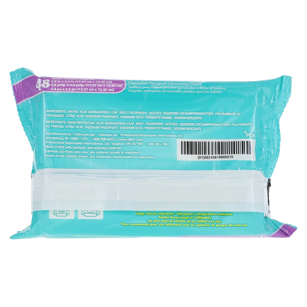 PDI Hygea Flushable Personal Cleansing Cloths, Aloe & Vitamin E, Light Fresh Scent, 5.3" x 6.8", 48 Wipes/Pk, A500F48 thumbnail 4