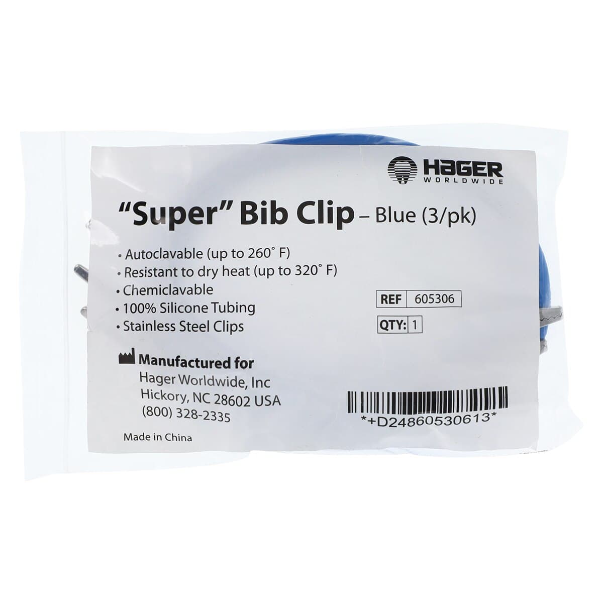 Super Bib Clips, Blue, 14", 3/Pk, 605306 thumbnail 3