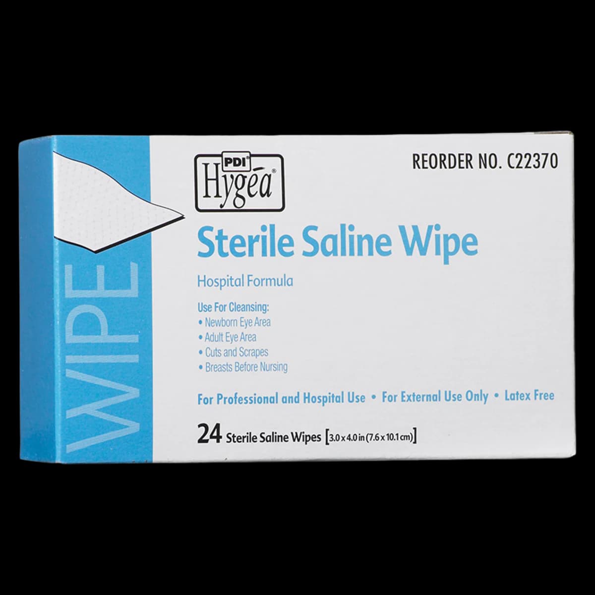 PDI Hygea Sterile Saline Skin Wipe, 3 mL, 6" x 4", Individually Wrapped, 24/Box, C22370 - PDI HYGEA STERILE SALINE WIPE, C22370 - Image 1
