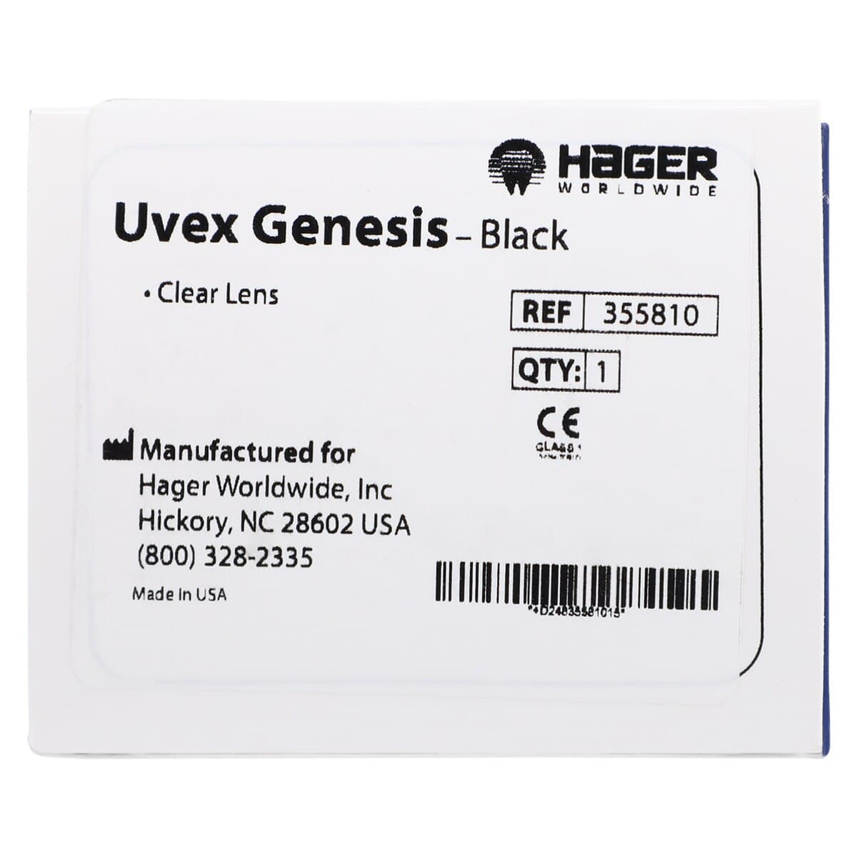 UVEX Genesis Safety Eyewear, Clear Lens, Black Frame, 1/Pk, 355810 thumbnail 8