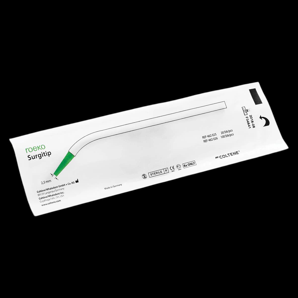 Roeko Surgitip Surgical Aspirating Tips, Sterile Plastic, 2.5 mm, White/Green, 20/Pk, 462025 - Roeko Surgitip Surgical Aspirating Tips, Sterile Plastic, 2.5 mm, White/Green, 20/Pk, 462025 - Image 1