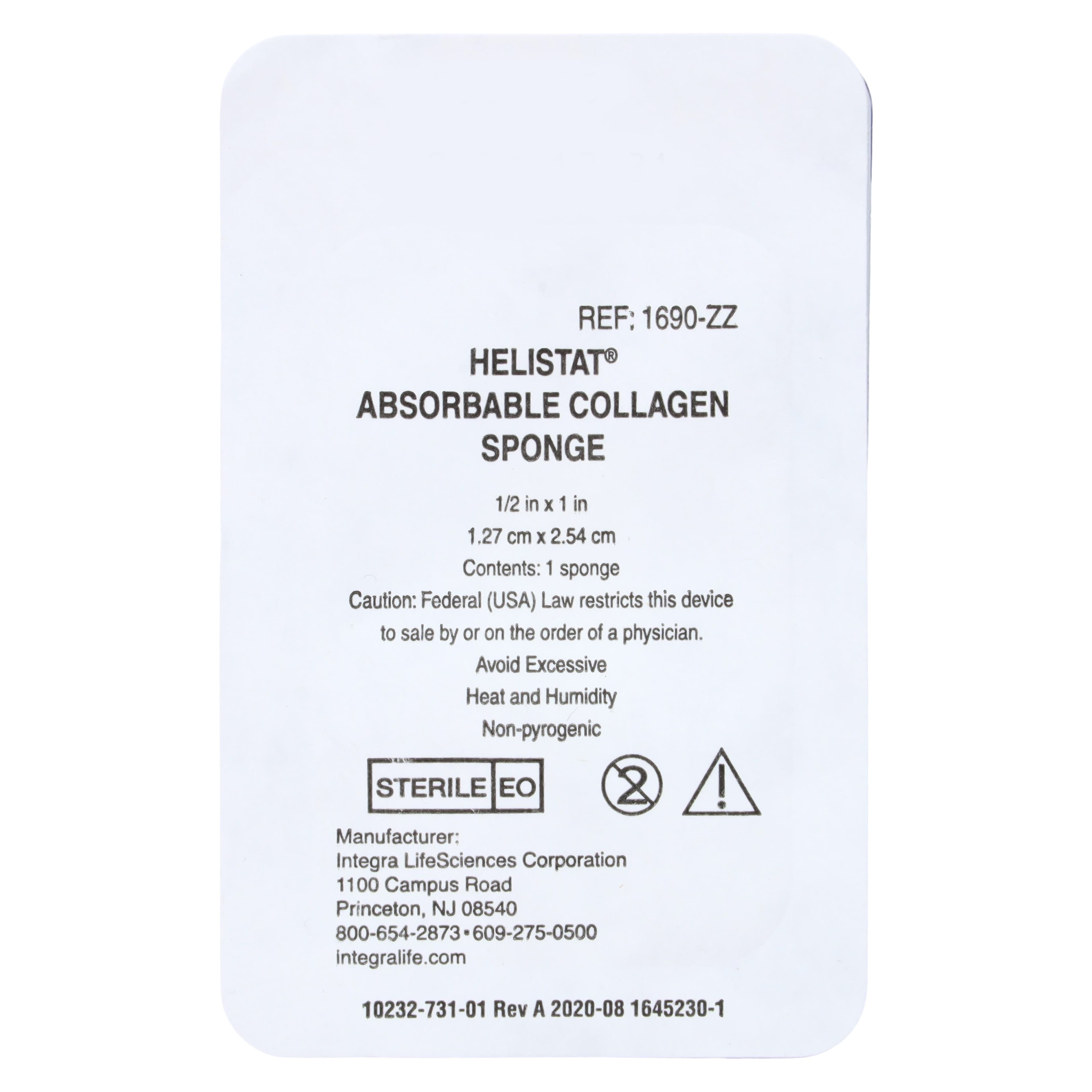 Helistat Absorbable Collagen Hemostatic Sponge, 1/2" x 1", Sterile, 18/Box, 1690ZZ thumbnail 4