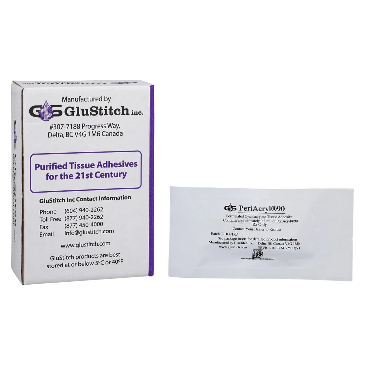 GluStitch PeriAcryl 90 Periodontal Tissue Adhesive, 0.2 mL Single-Use Vials, Violet, 12/Box, P-ACRYLUV thumbnail 2