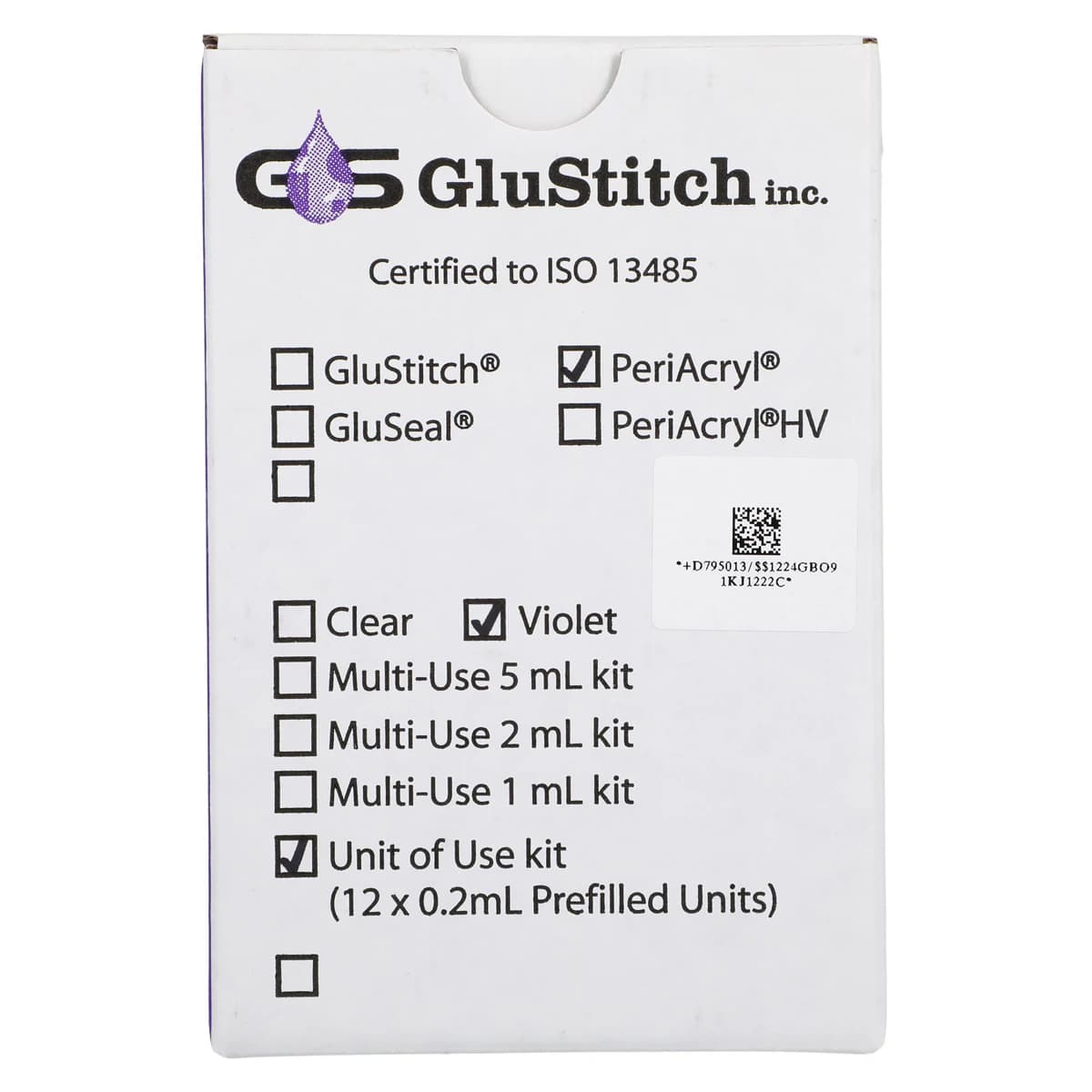 GluStitch PeriAcryl 90 Periodontal Tissue Adhesive, 0.2 mL Single-Use Vials, Violet, 12/Box, P-ACRYLUV thumbnail 5