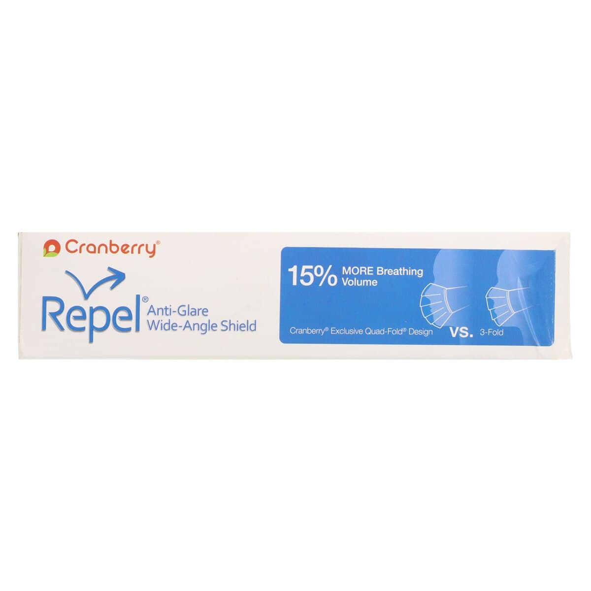 Cranberry Repel 4-Ply Anti-Glare Wide-Angle Shield Earloop Face Mask, ASTM Level 3, Sapphire, 25/Box, R2980SA thumbnail 5
