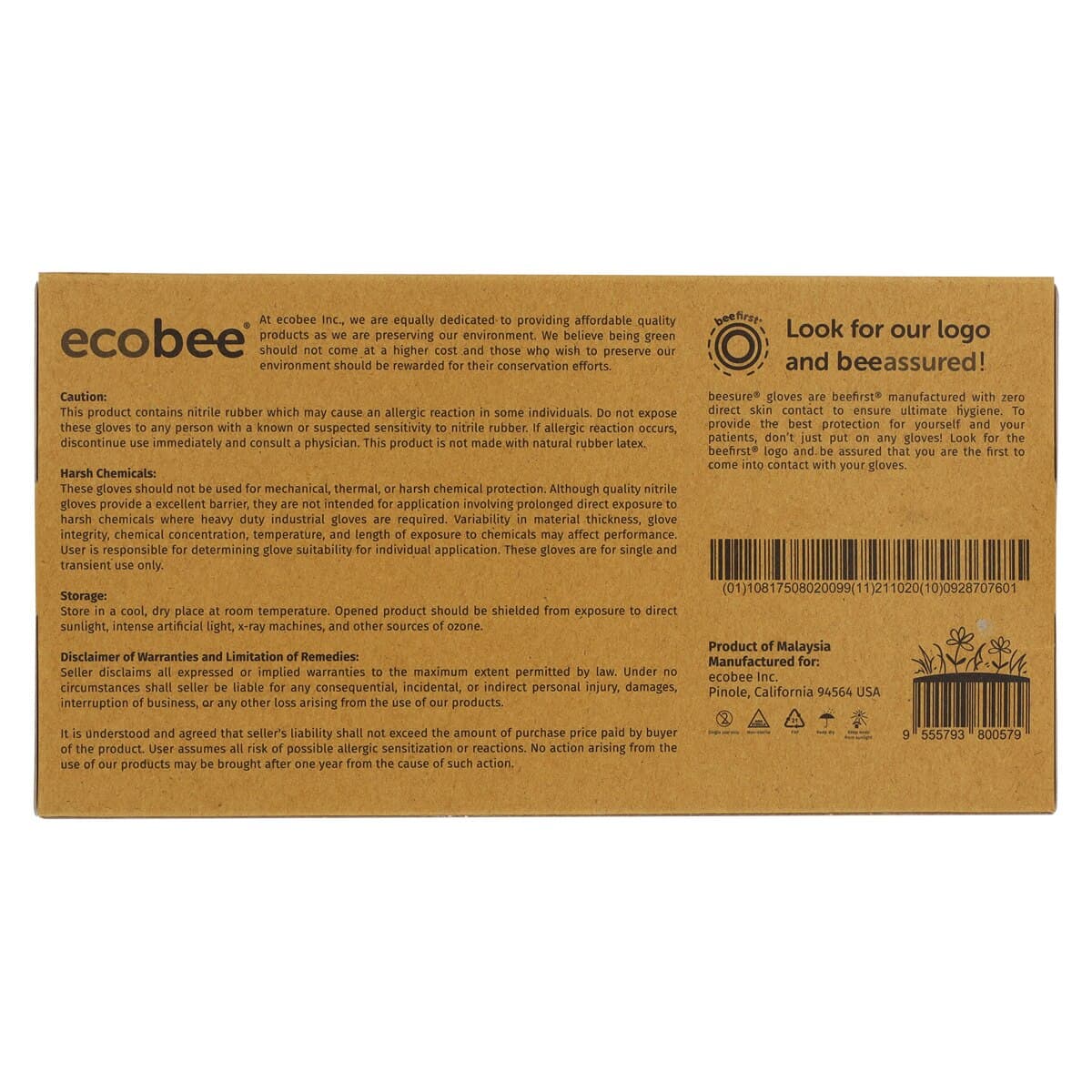 BeeSure Slim Nitrile Exam Gloves, Powder Free, Latex Free, Non-Sterile, Small, Soft White, 200/Box, BE1126 thumbnail 6