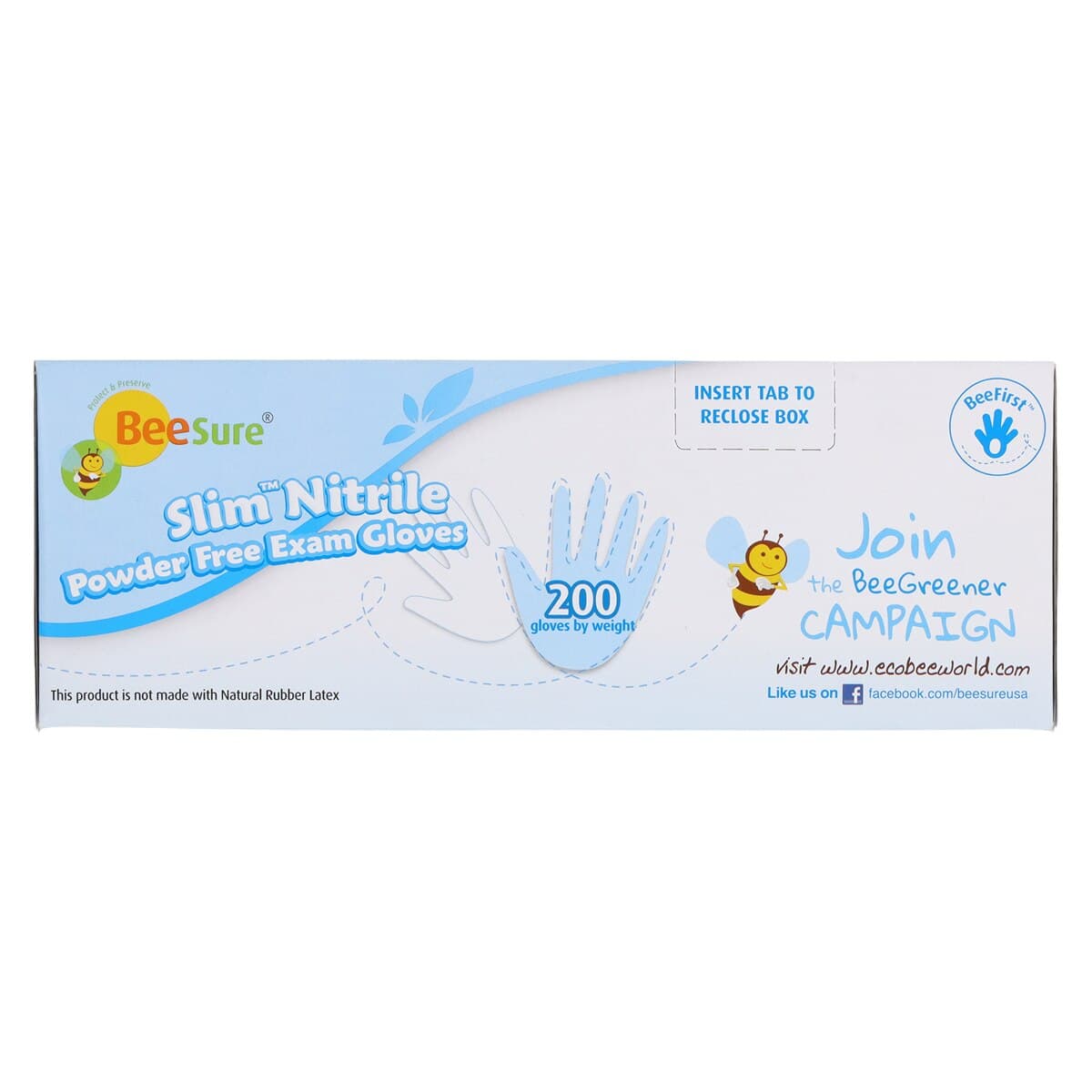 BeeSure Slim Nitrile Exam Gloves, Powder-Free, Latex-Free, Soft White, Large, 200/Box, BE1128 thumbnail 10