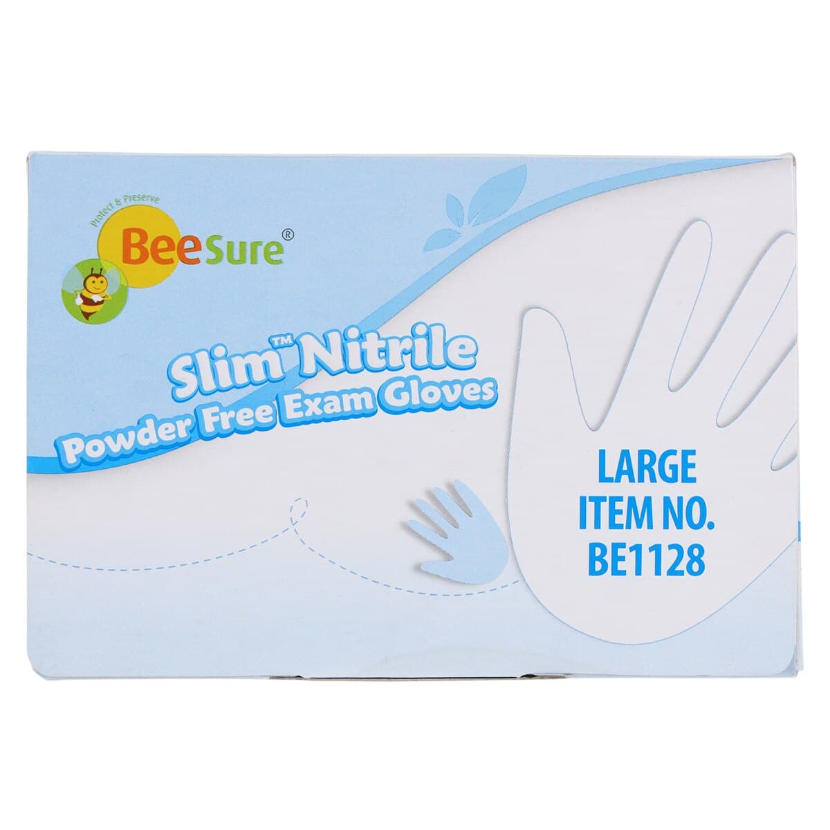 BeeSure Slim Nitrile Exam Gloves, Powder-Free, Latex-Free, Soft White, Large, 200/Box, BE1128 thumbnail 6