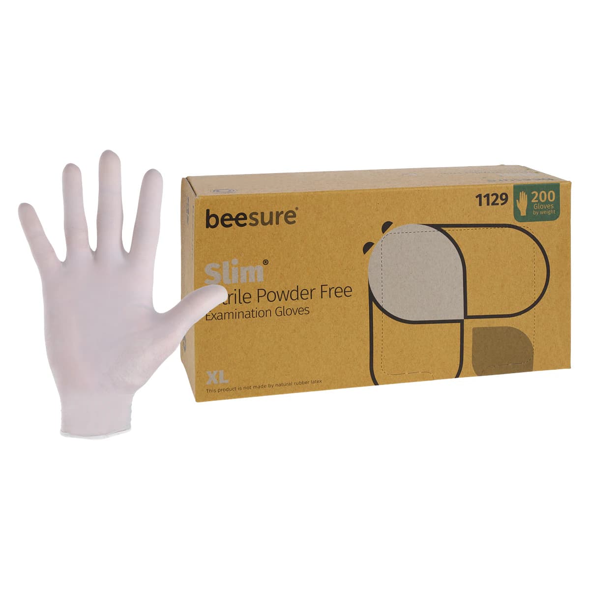 BeeSure Slim Soft White Nitrile Exam Gloves, Powder Free, Latex Free, Non-Sterile, X-Large, 200/Box, BE1129 thumbnail 3