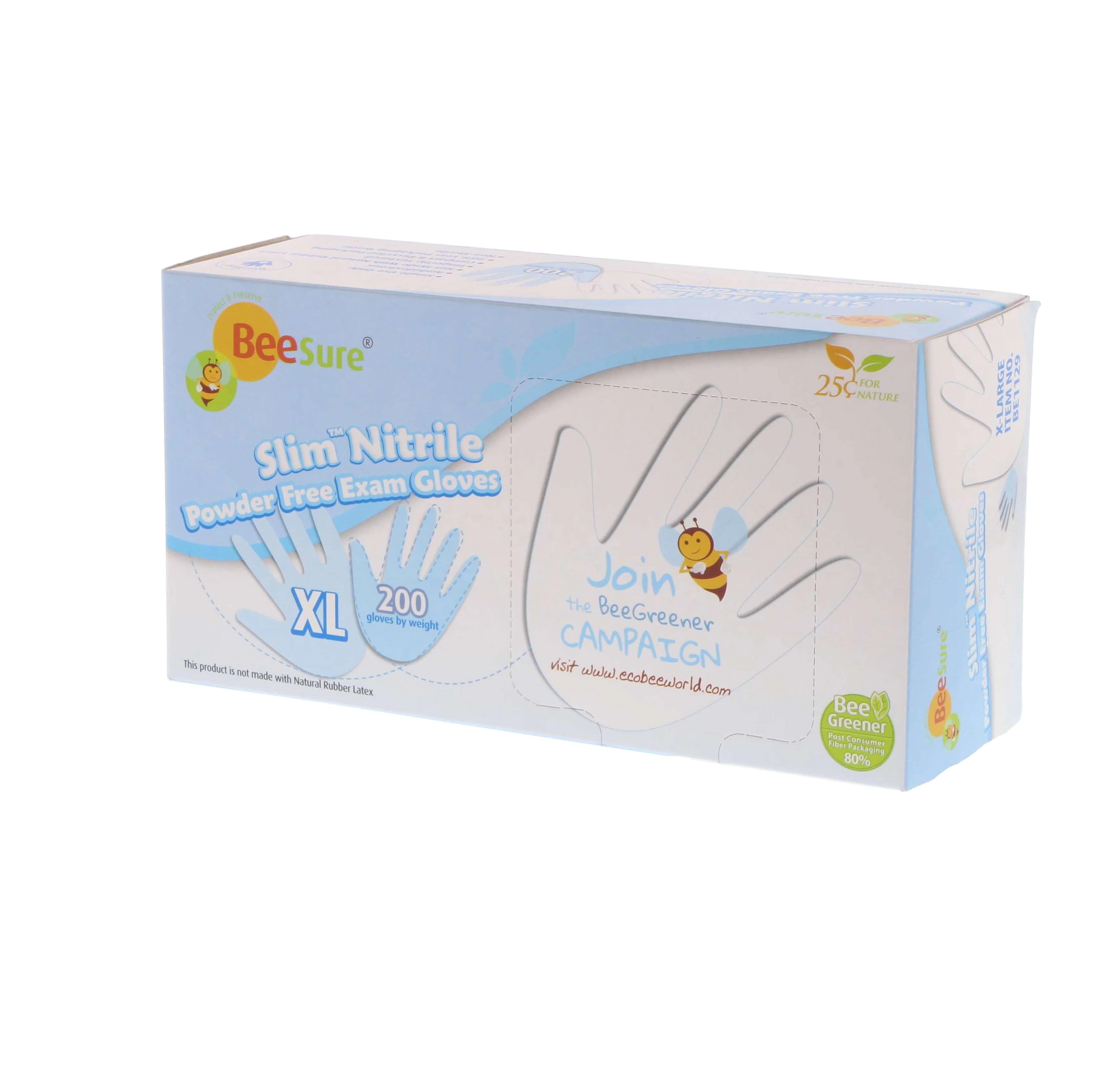 BeeSure Slim Soft White Nitrile Exam Gloves, Powder Free, Latex Free, Non-Sterile, X-Large, 200/Box, BE1129 thumbnail 2