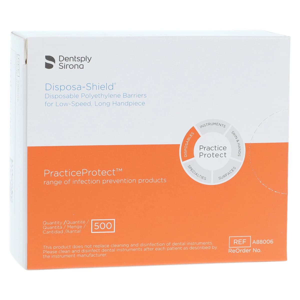 Dentsply Sirona Disposa-Shield Low-Speed Long Handpiece Barrier Covers, 7.75" x 1.25", 500/Box, A88006 - Disposa-Shield Covers, Low Speed Long Handpiece, 7.75"x 1.25", 500/Pk, A88006 - Image 1