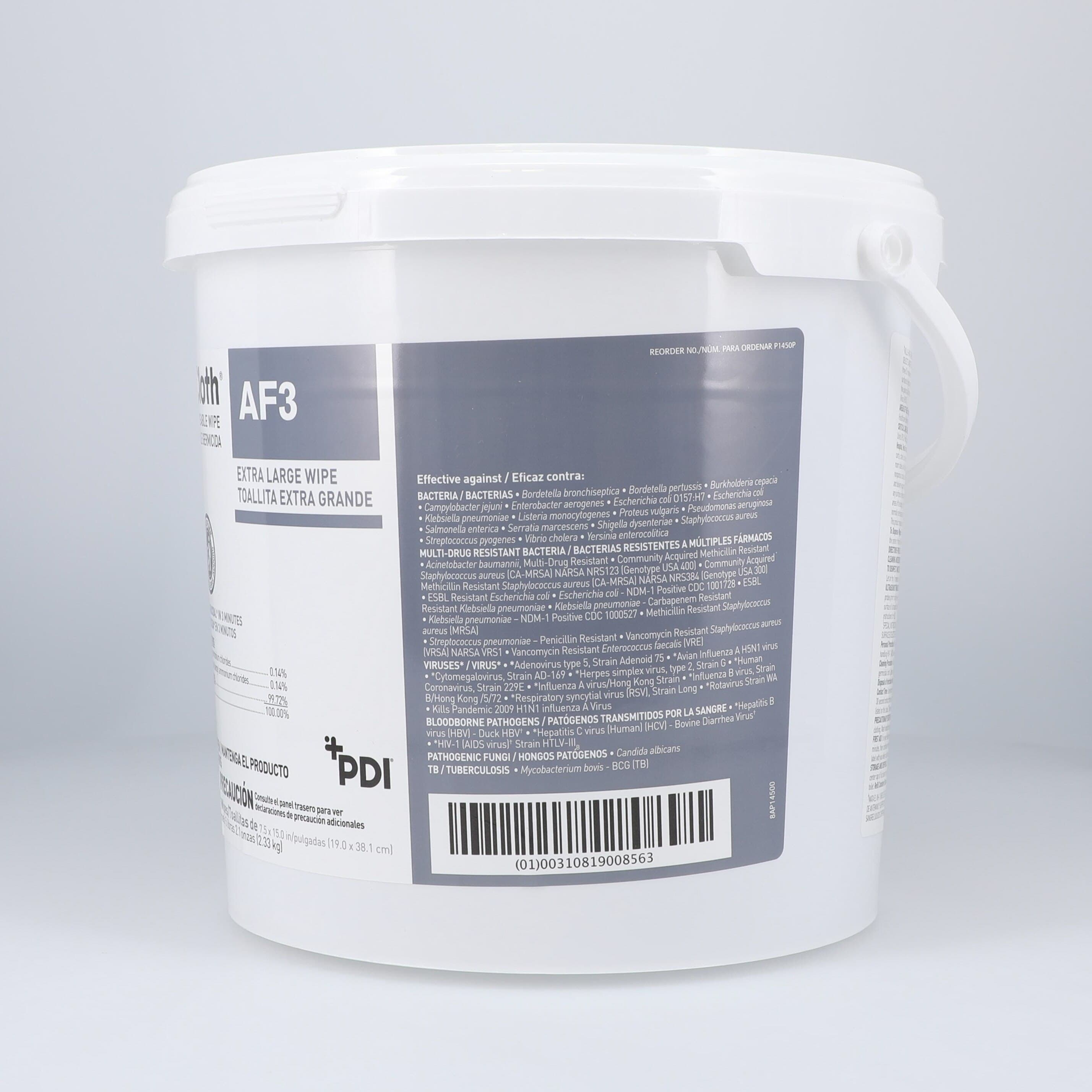 PDI Sani-Cloth AF3 Germicidal Disposable Wipes, 7.5 in x 15 in, 160 Sheets/Pail, 2 Pails/Case, P1450P thumbnail 2