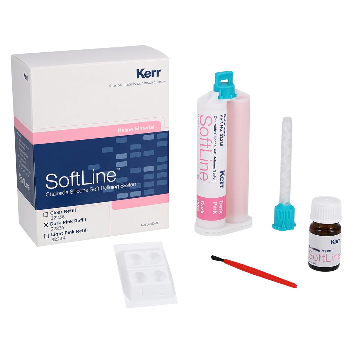 SoftLine Chairside Silicone Soft Relining Material Refill Kit, Dark Pink, 50 mL Cartridge, 32235 thumbnail 2