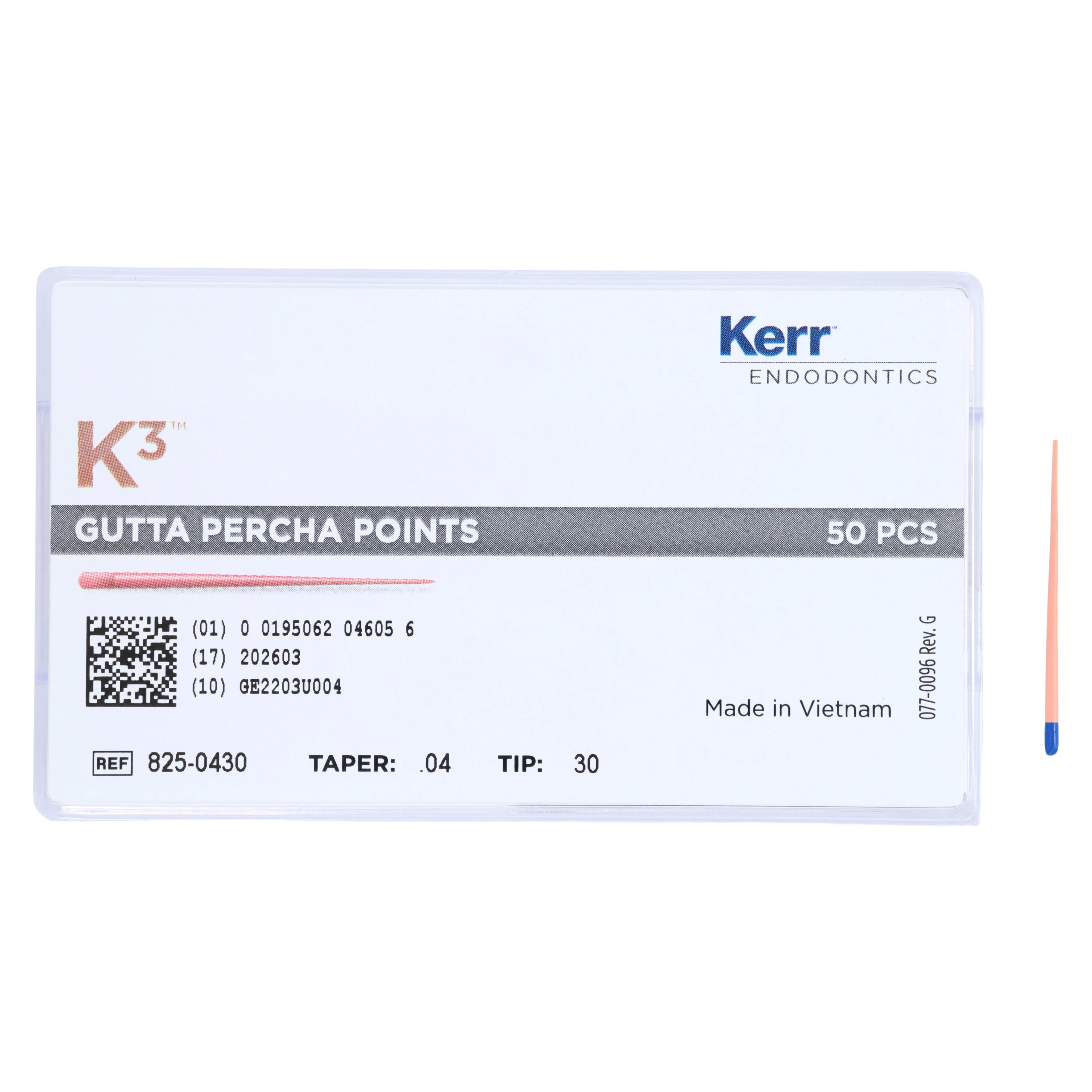 K3/K3XF Gutta Percha Points, 0.04 Taper, Size #30, Blue, 50/Pk, 825-0430 thumbnail 4