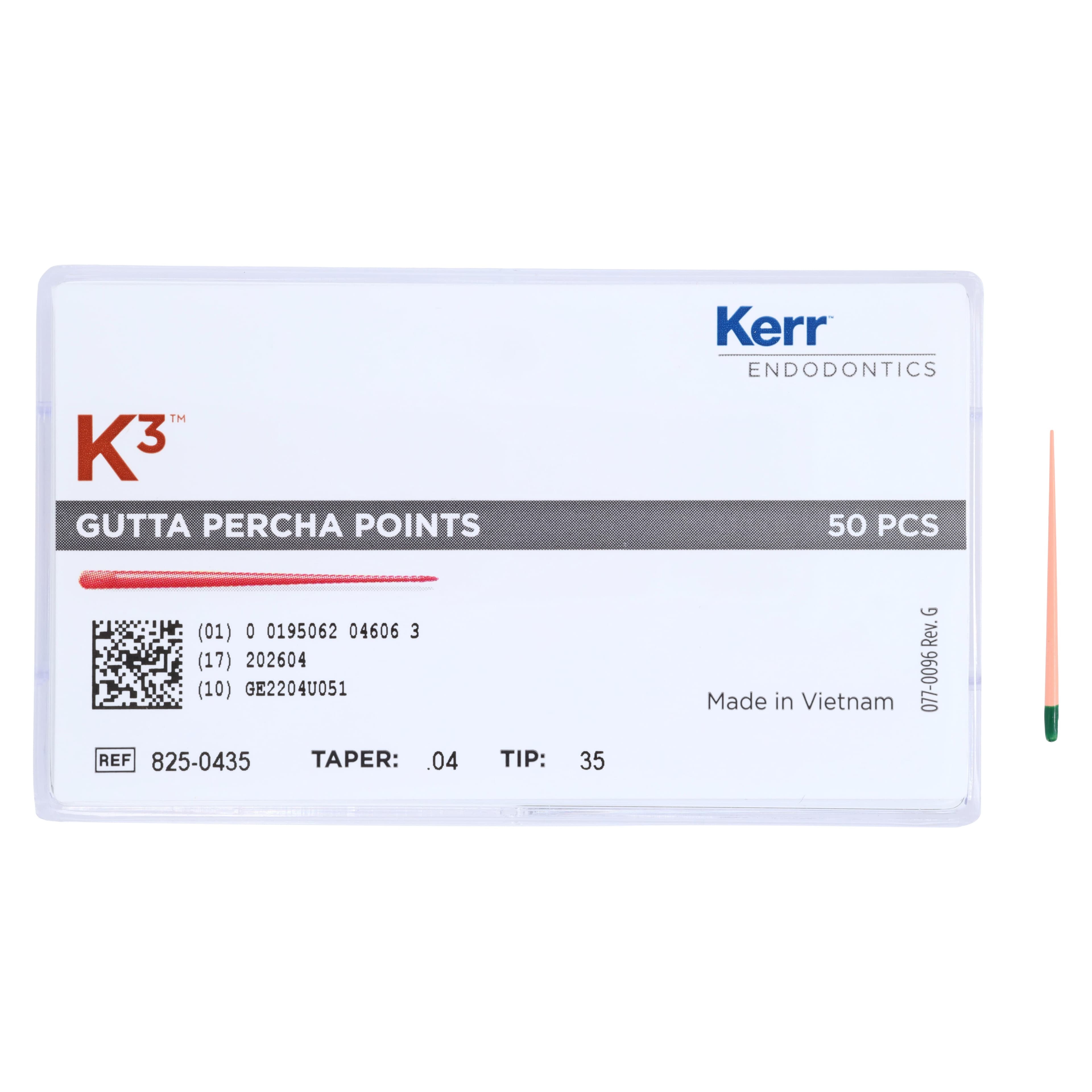 K3/K3XF Gutta Percha Points, 0.04 Taper, #35, Green, 50/Pk, 825-0435 thumbnail 4
