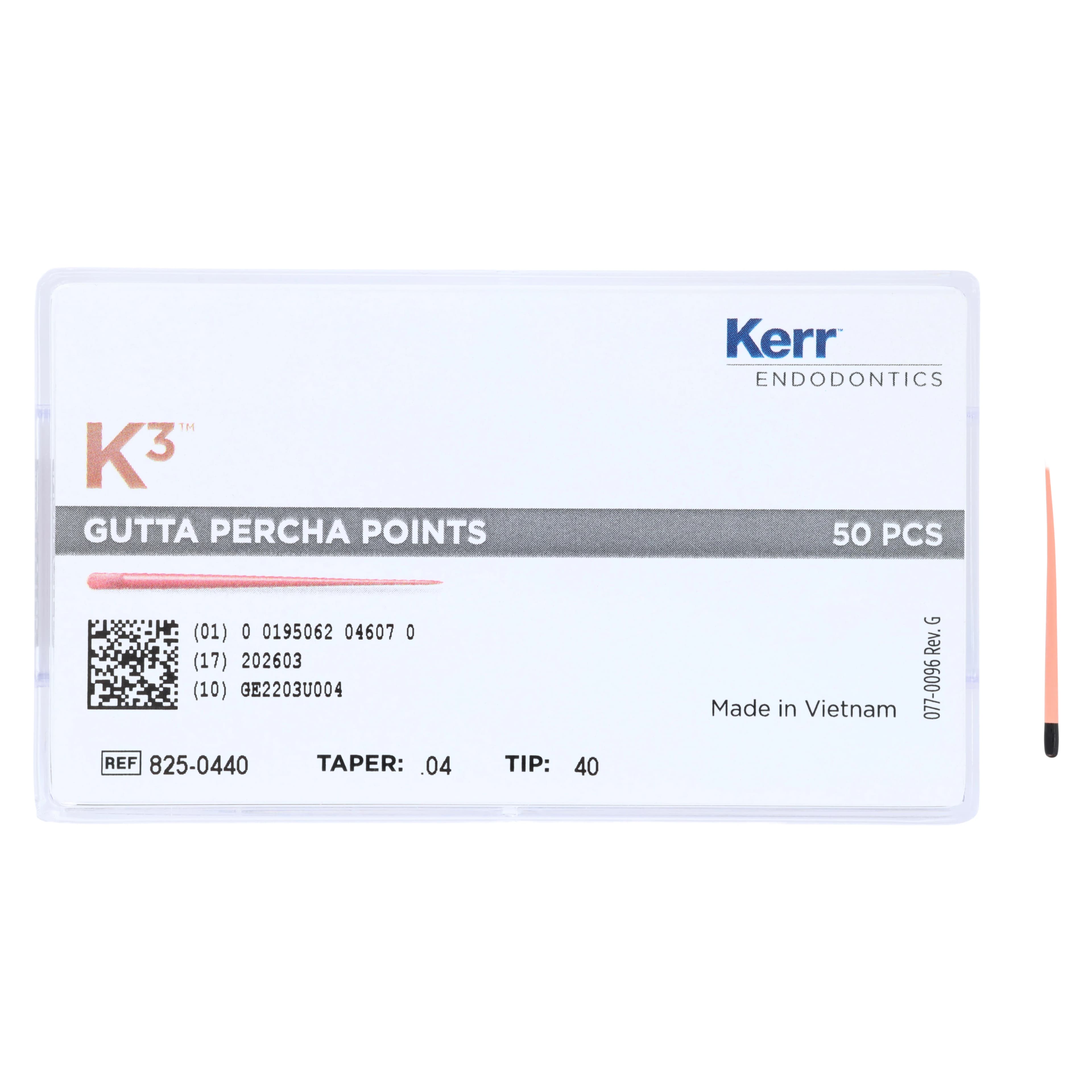 K3/K3XF Gutta Percha Points, 0.04 Taper, Size #40, Black, 50/Pk, 825-0440 thumbnail 4