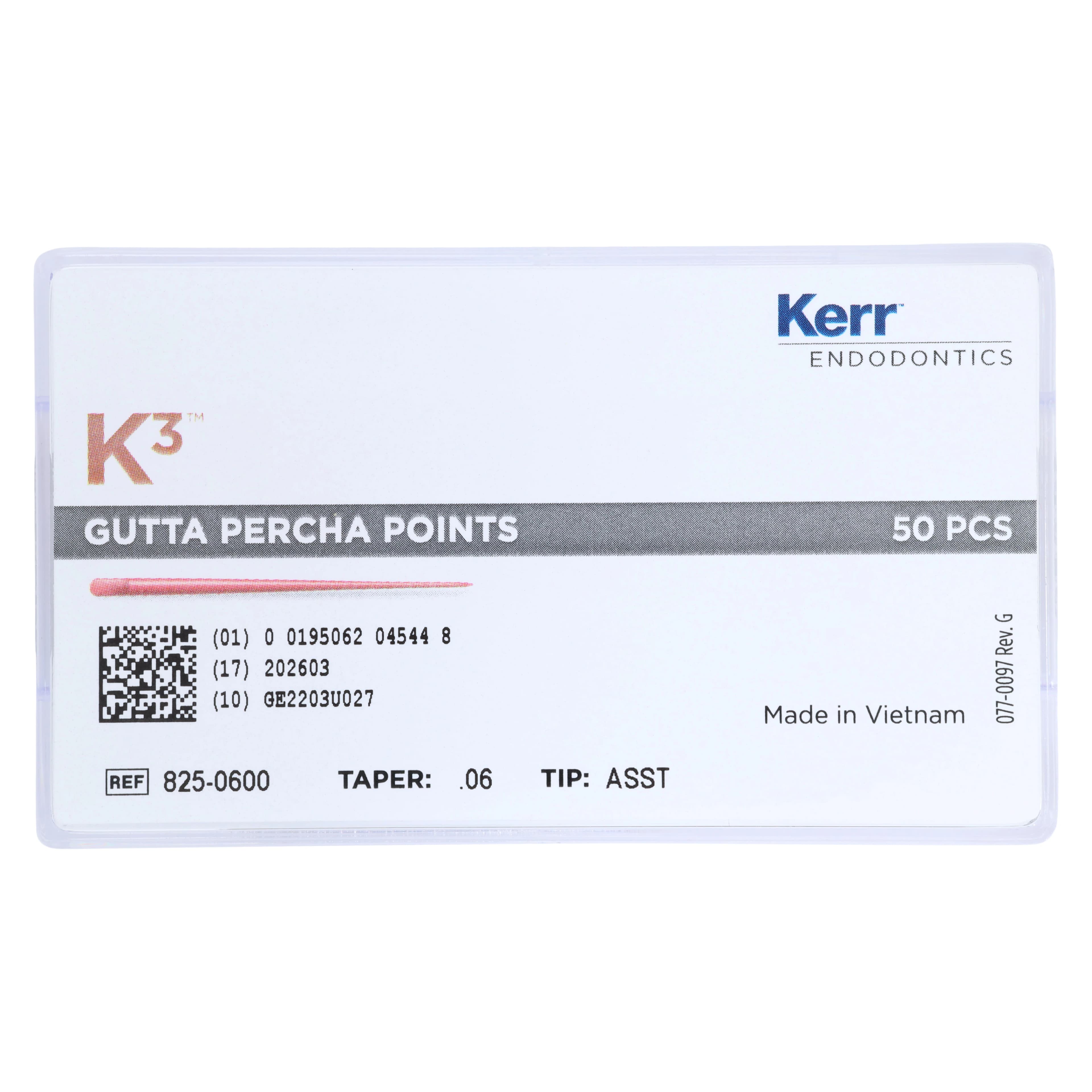 K3/K3XF Gutta Percha Points, 0.06 Taper, Assorted Sizes #20-40, 50/Pk, 825-0600 thumbnail 4
