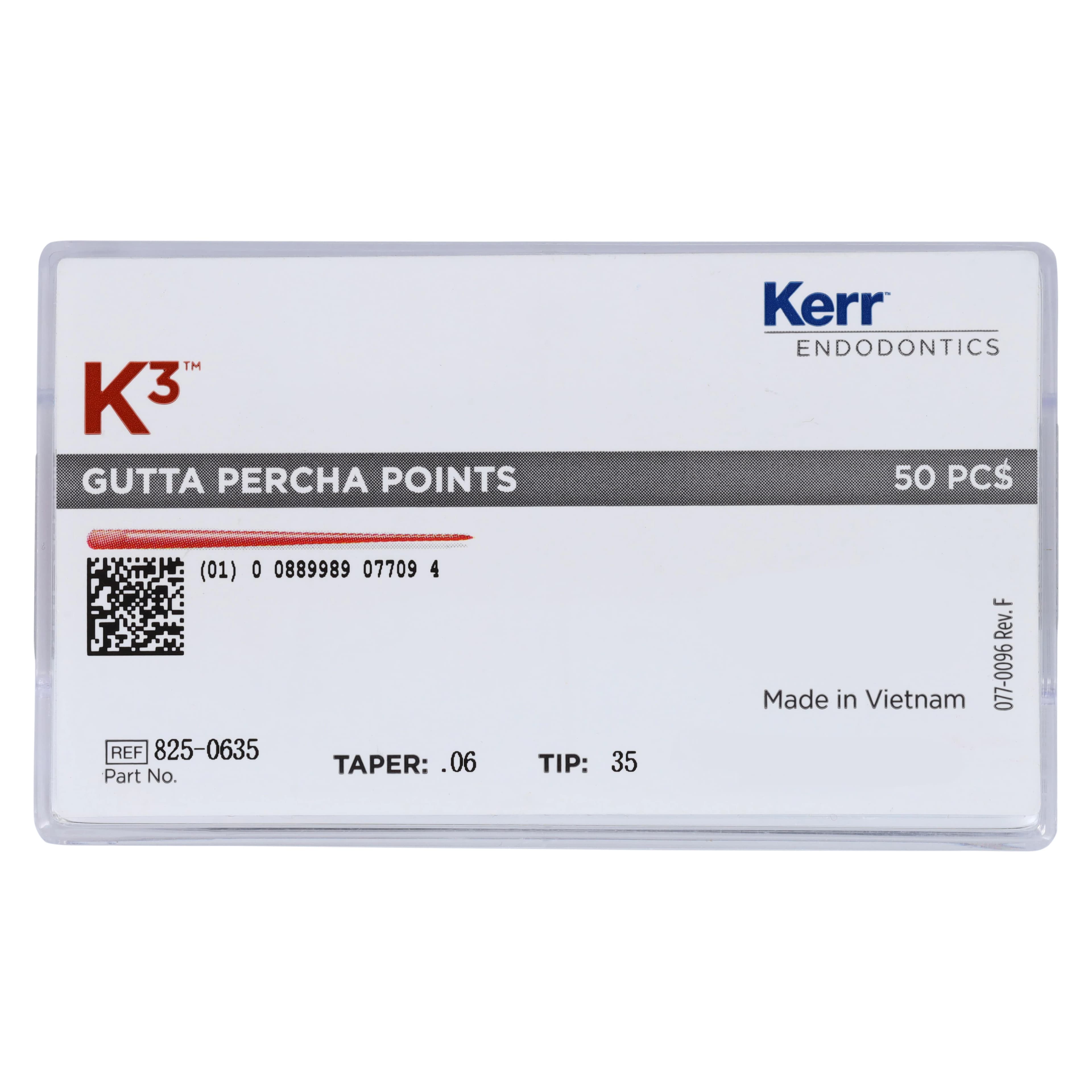 K3/K3XF Gutta Percha Points, 0.06 Taper, #35, Green, 50/Pk, 825-0635 - K3 Gutta Percha Points, 0.06 Taper, # 35, Green, 50/Pk, 825-0635 - Image 1