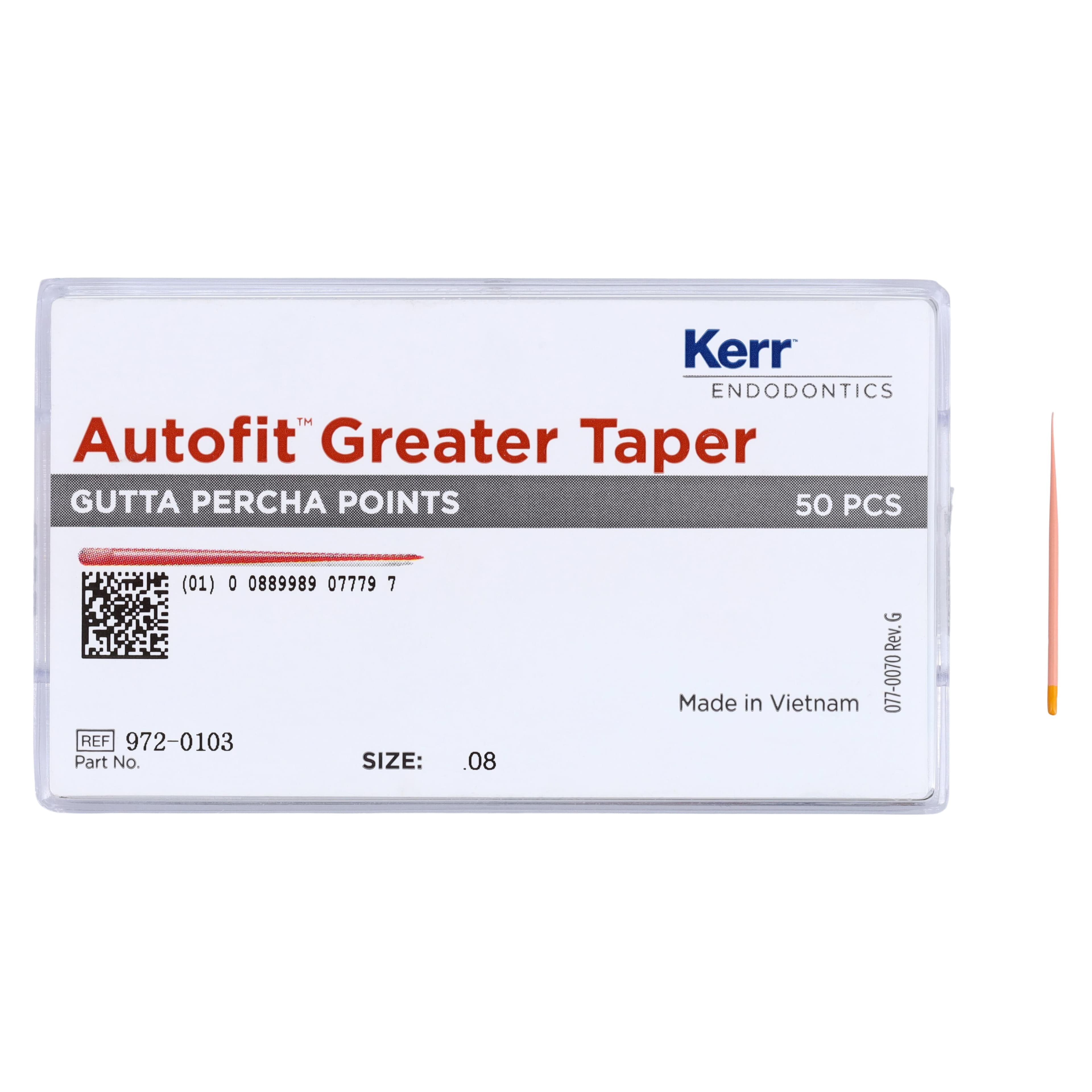 Kerr AutoFit Greater Taper Gutta Percha Points, 0.08 Taper, Yellow, 50/Pk, 972-0103 thumbnail 4