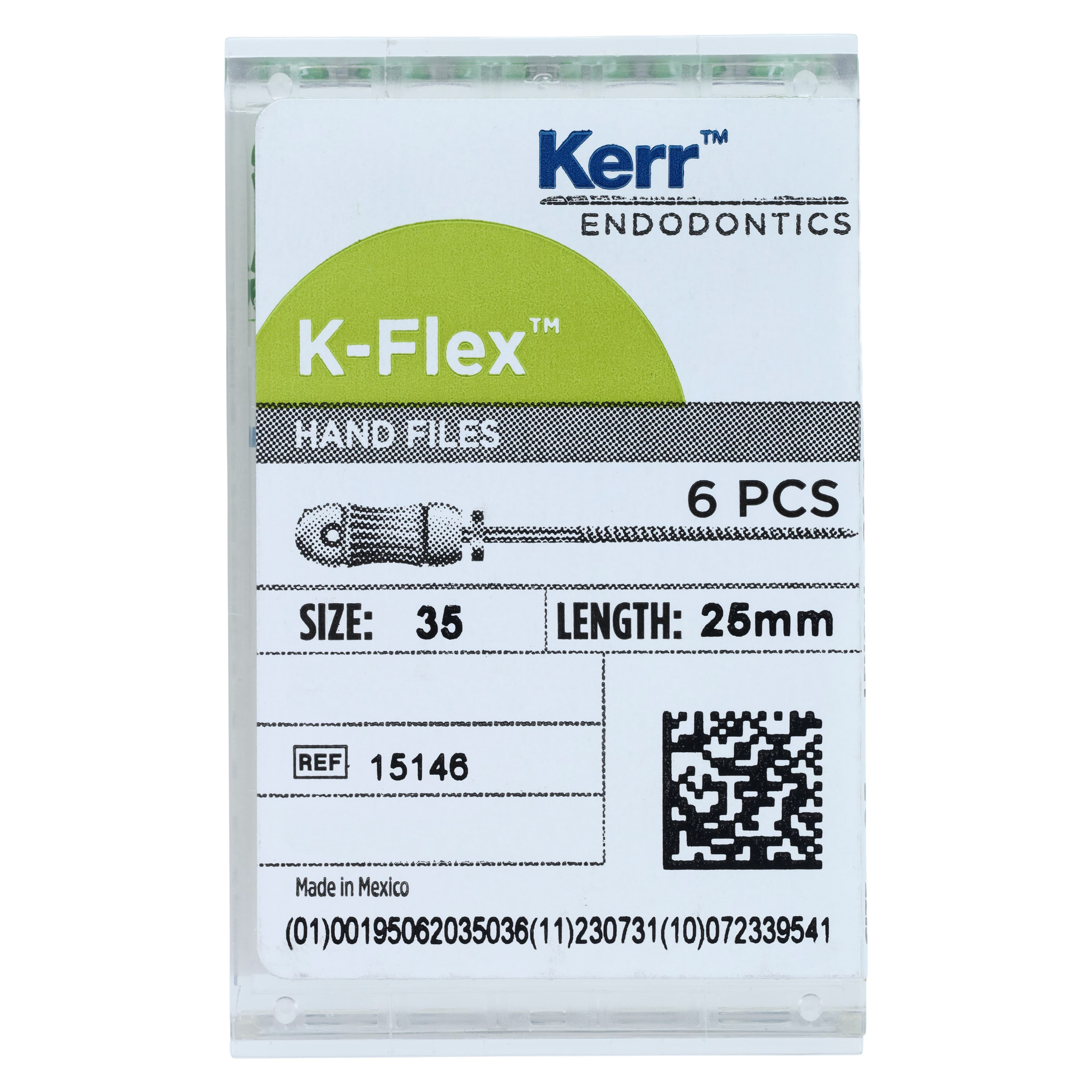 Kerr K-Flex Endodontic Files, Stainless Steel, Size #35, 25mm, Green, 6/Pack, 15146 thumbnail 5