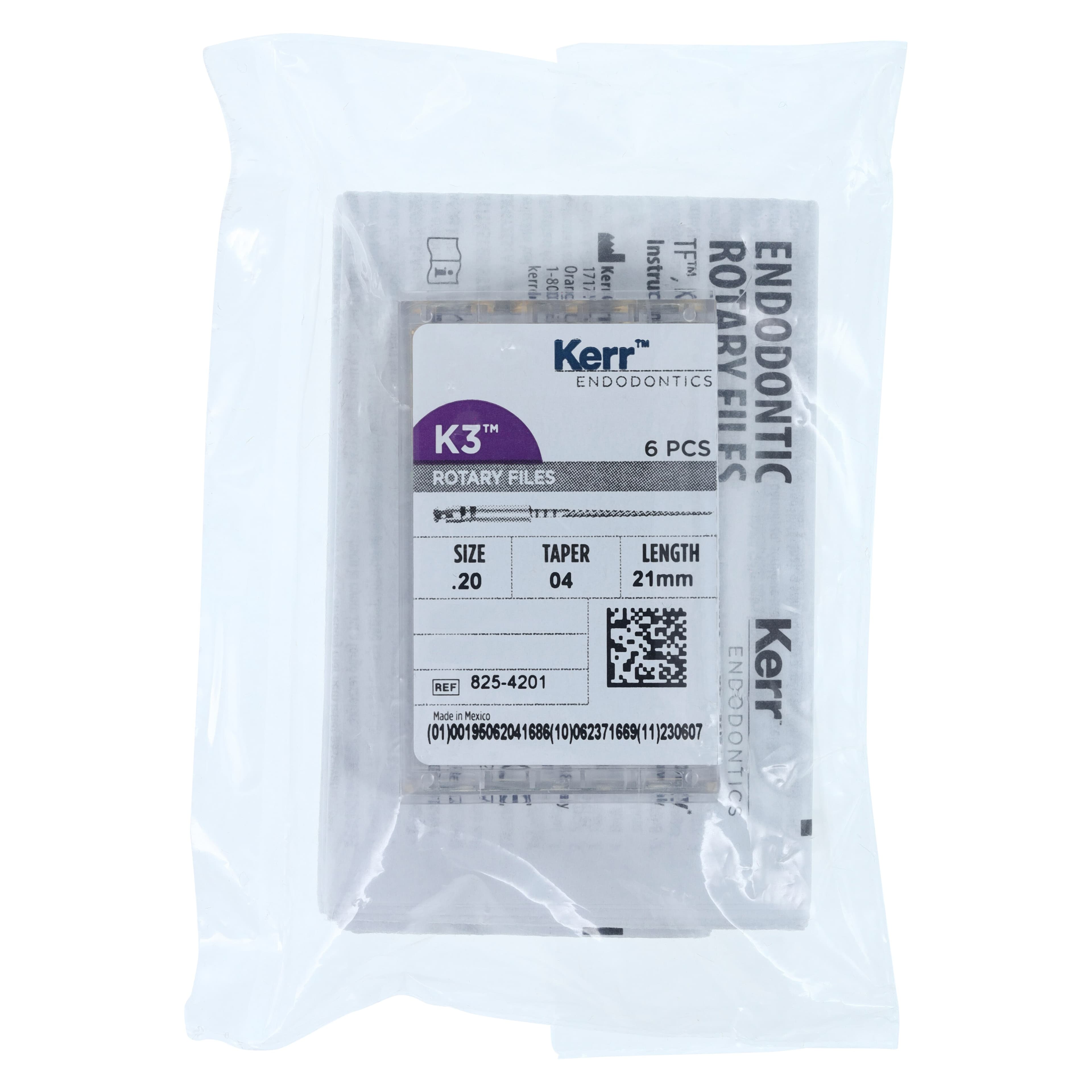 K3 Nickel-Titanium Rotary Endodontic Files, #20 Tip, .04 Taper, 21 mm, Yellow, 6/Pk, 825-4201 thumbnail 6