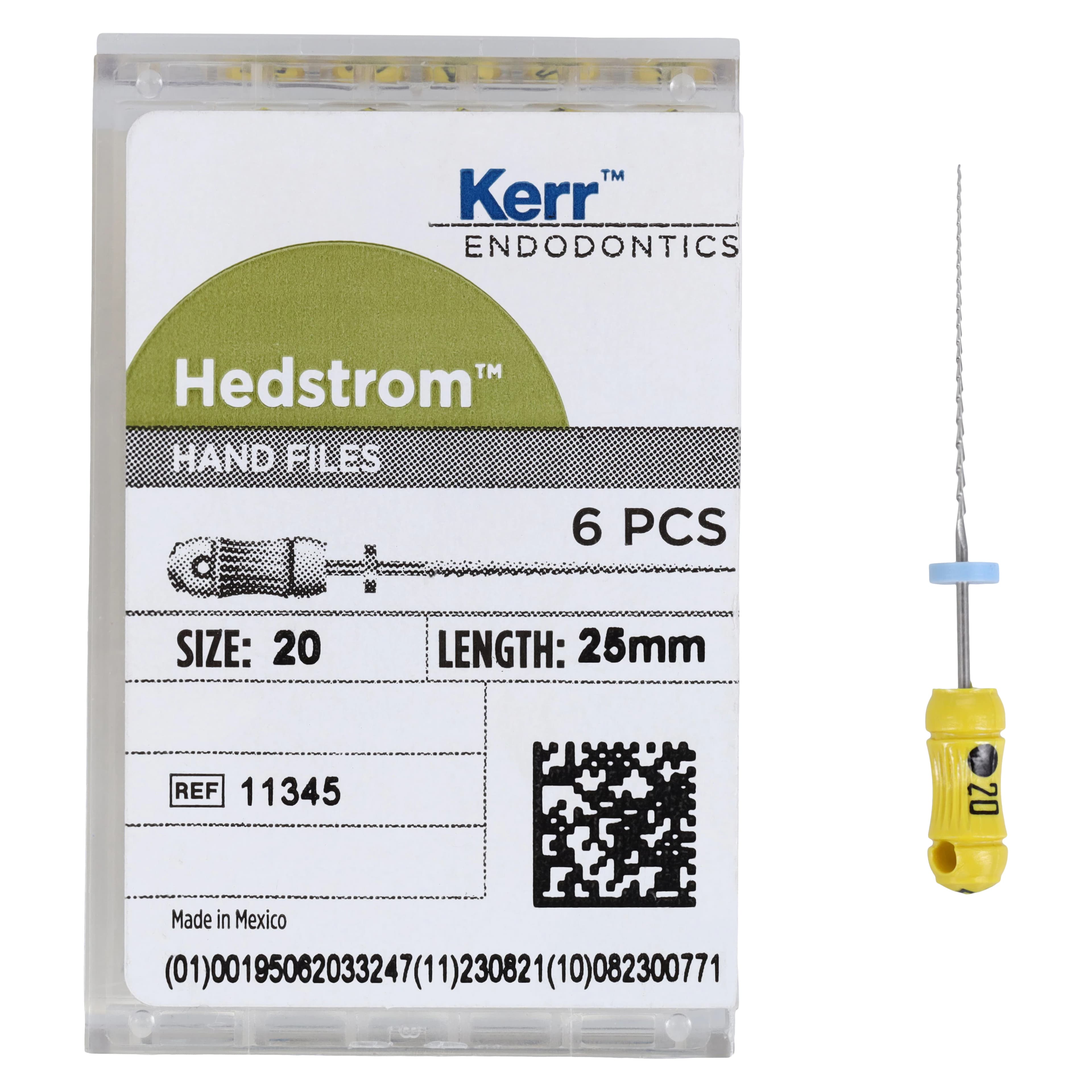 Sybron Endo Hedstrom Files, Stainless Steel, 25 mm, Size #20, Yellow, 6/Pk, 11345 thumbnail 4