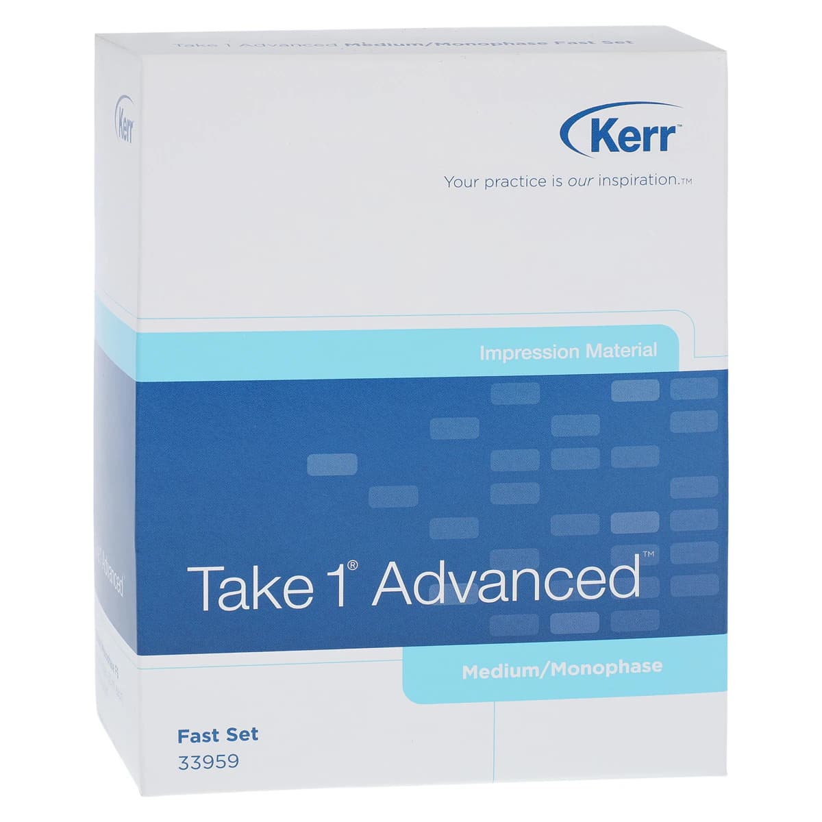 Take 1 Advanced VPS Impression Material, Medium/Monophase Body Wash, Fast Set, Light Blue, 50 ml Cartridge Refill, 2/Pk, 33959 - Take 1 Advanced, Cartridge Refill, Medium Body Wash, Fast Set, 50 ml, 2/Pk, 33959 - Image 1