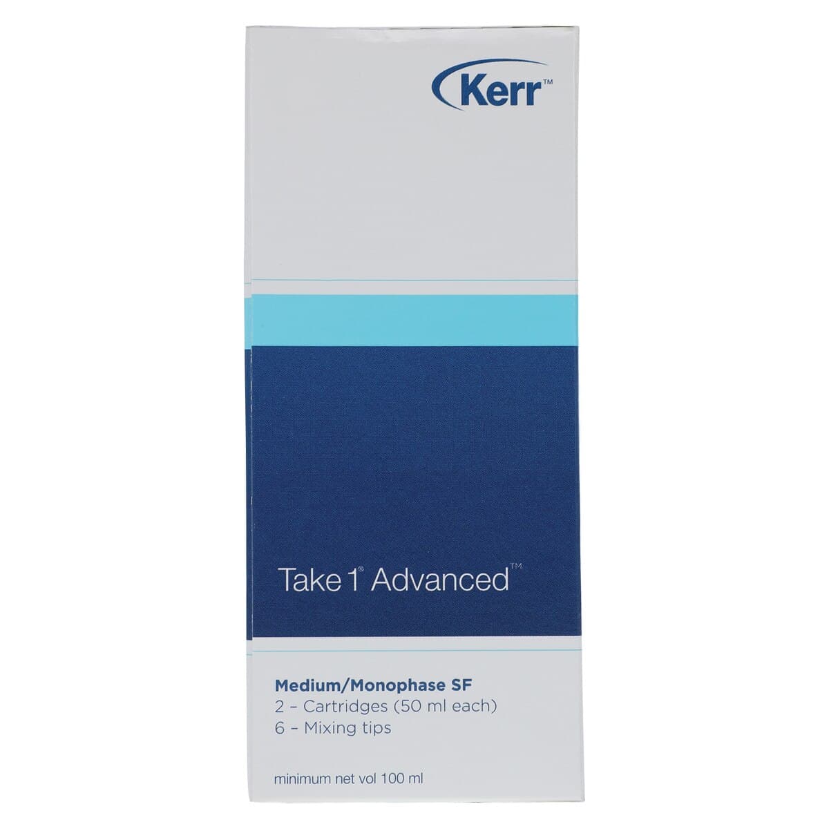 Kerr Take 1 Advanced VPS Impression Material, Medium/Monophase Body, Super Fast Set, Light Blue, 2 x 50 ml Cartridges with 6 Mixing Tips, Refill, #33961 thumbnail 4