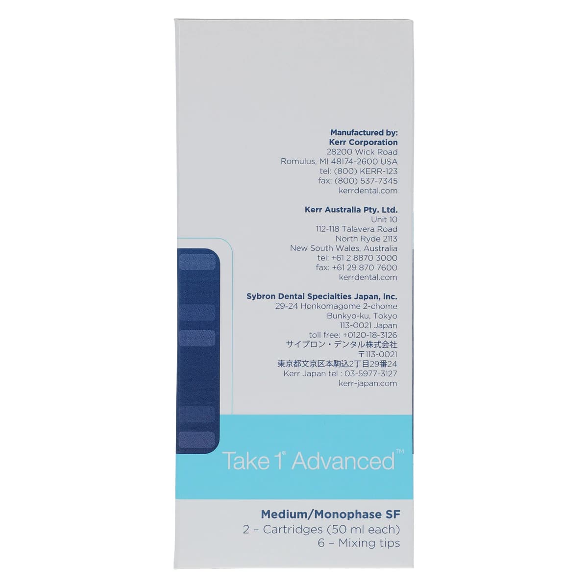 Kerr Take 1 Advanced VPS Impression Material, Medium/Monophase Body, Super Fast Set, Light Blue, 2 x 50 ml Cartridges with 6 Mixing Tips, Refill, #33961 thumbnail 5