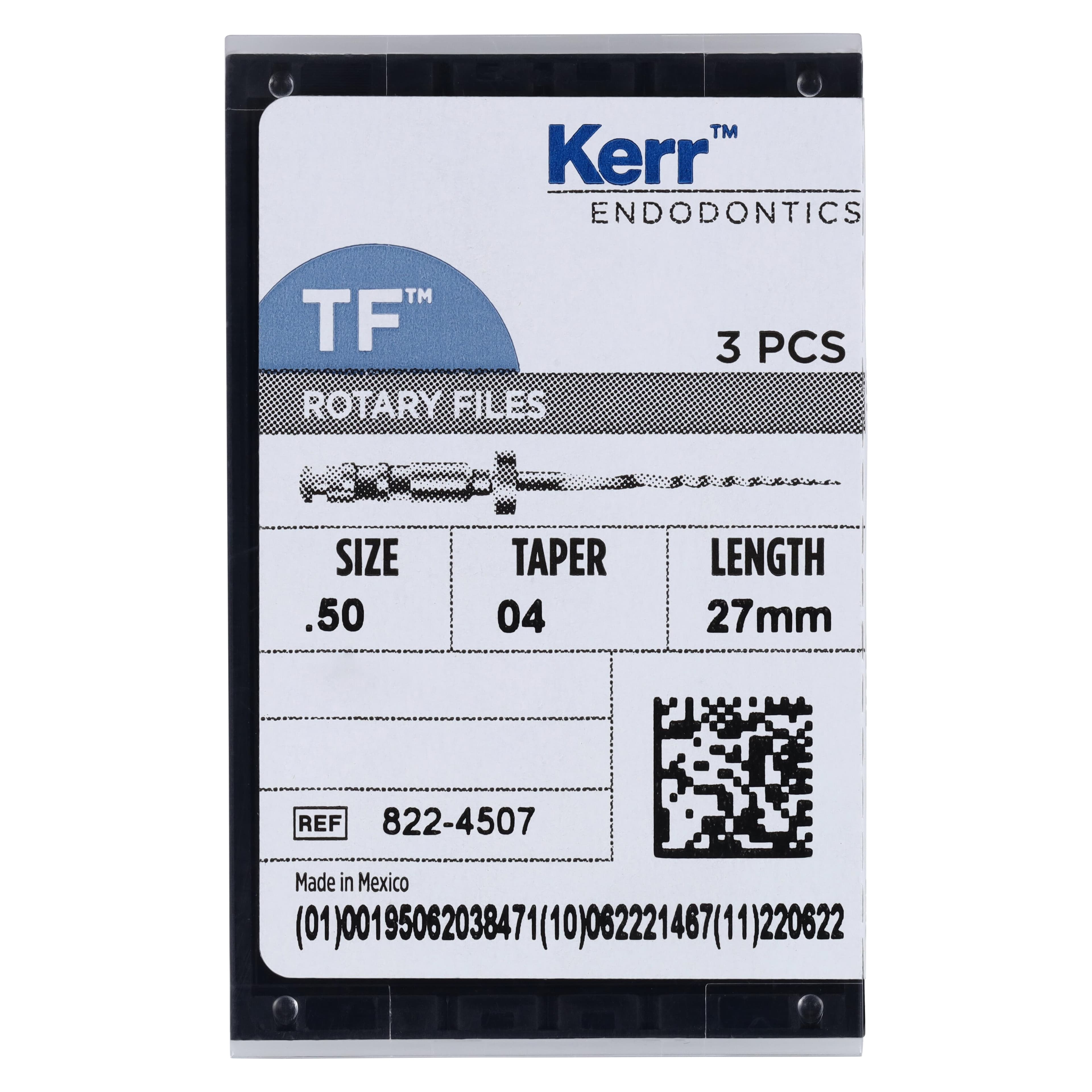 Kerr TF Twisted Files Rotary NiTi Endodontic File, .04 Taper, Size #50, 27mm, Yellow, 3/Pk, 822-4507 thumbnail 6