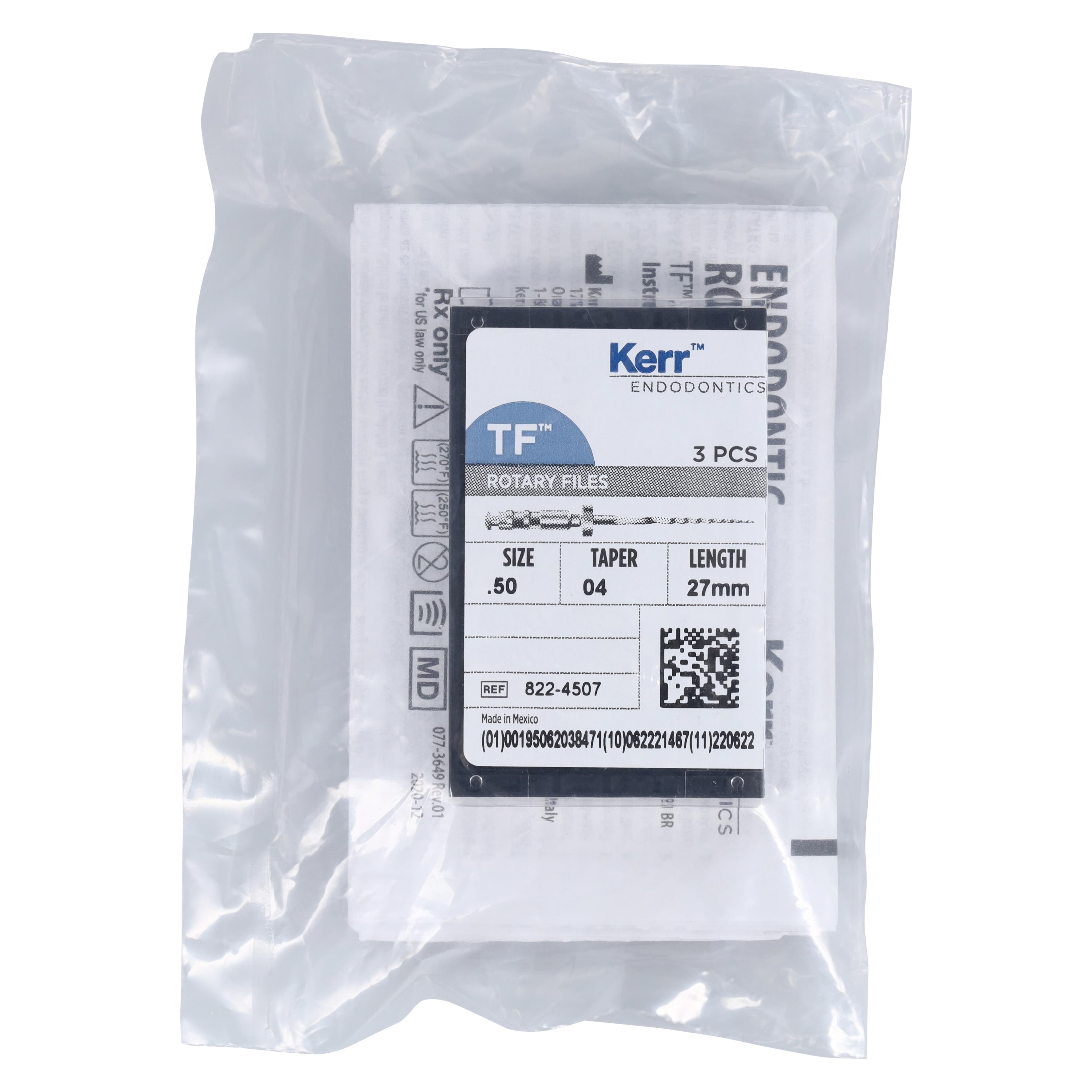 Kerr TF Twisted Files Rotary NiTi Endodontic File, .04 Taper, Size #50, 27mm, Yellow, 3/Pk, 822-4507 thumbnail 7