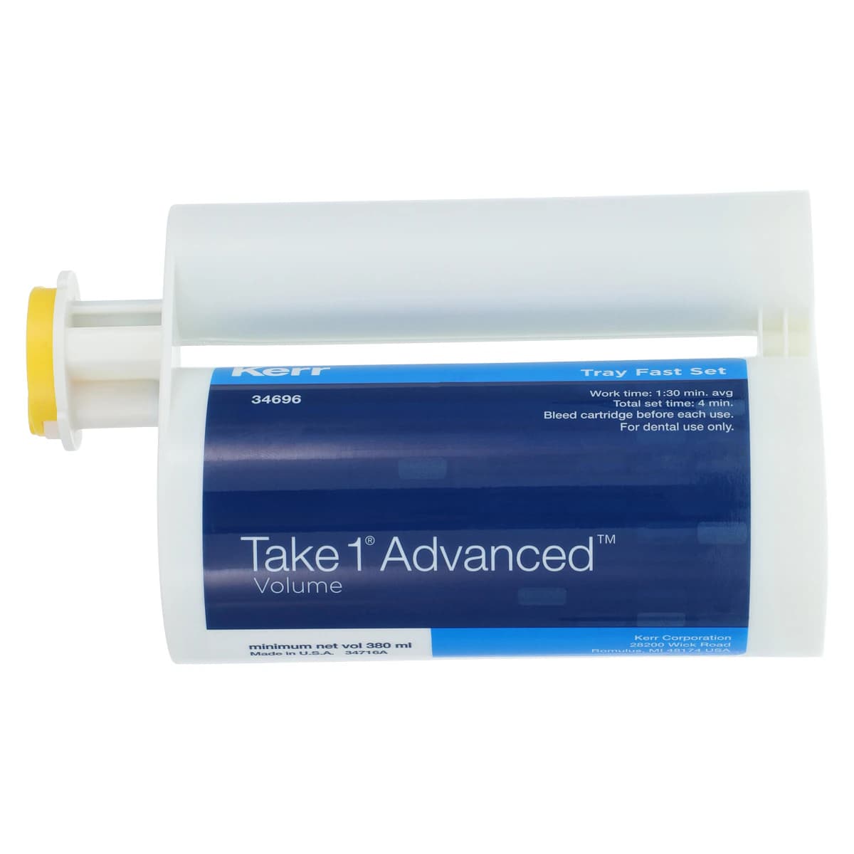 Take 1 Advanced VPS Impression Material, Volume Tray, Fast Set, Heavy Body, Dark Blue, 380 ml Hard Cartridge, 2/Pk, 34696 thumbnail 2