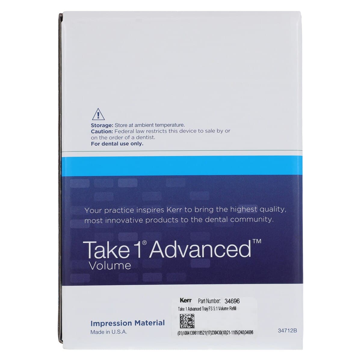 Take 1 Advanced VPS Impression Material, Volume Tray, Fast Set, Heavy Body, Dark Blue, 380 ml Hard Cartridge, 2/Pk, 34696 thumbnail 4