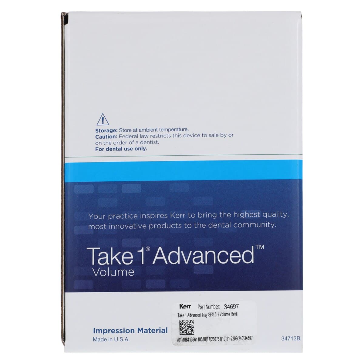 Kerr Take 1 Advanced VPS Impression Material, Volume Tray Heavy Body, Super Fast Set, Dark Blue, 380 ml Hard Cartridges, 2/Pkg, #34697 thumbnail 4