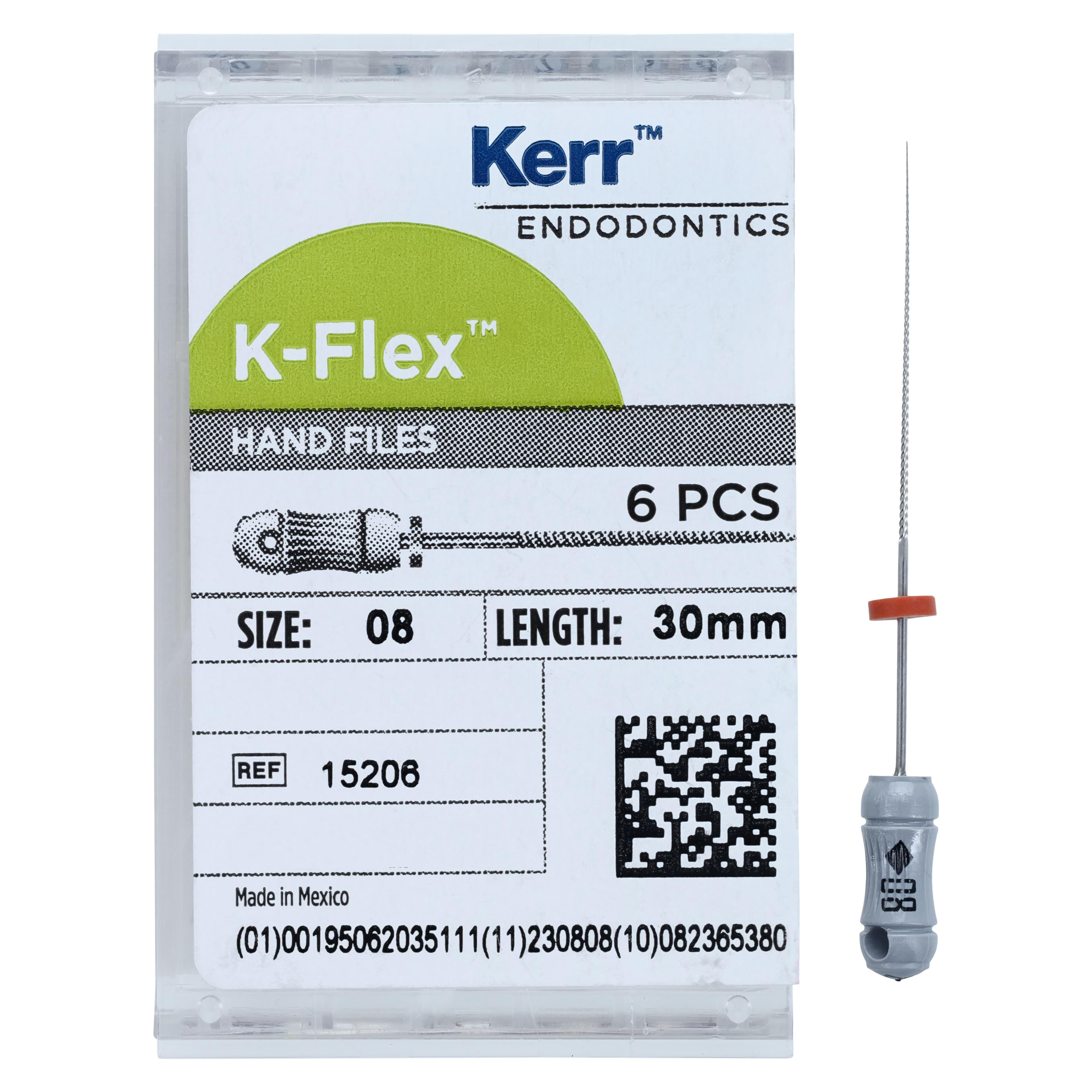Kerr K-Flex Files, Stainless Steel, 30 mm, #08, Gray, 6/Pk, 15206 thumbnail 4