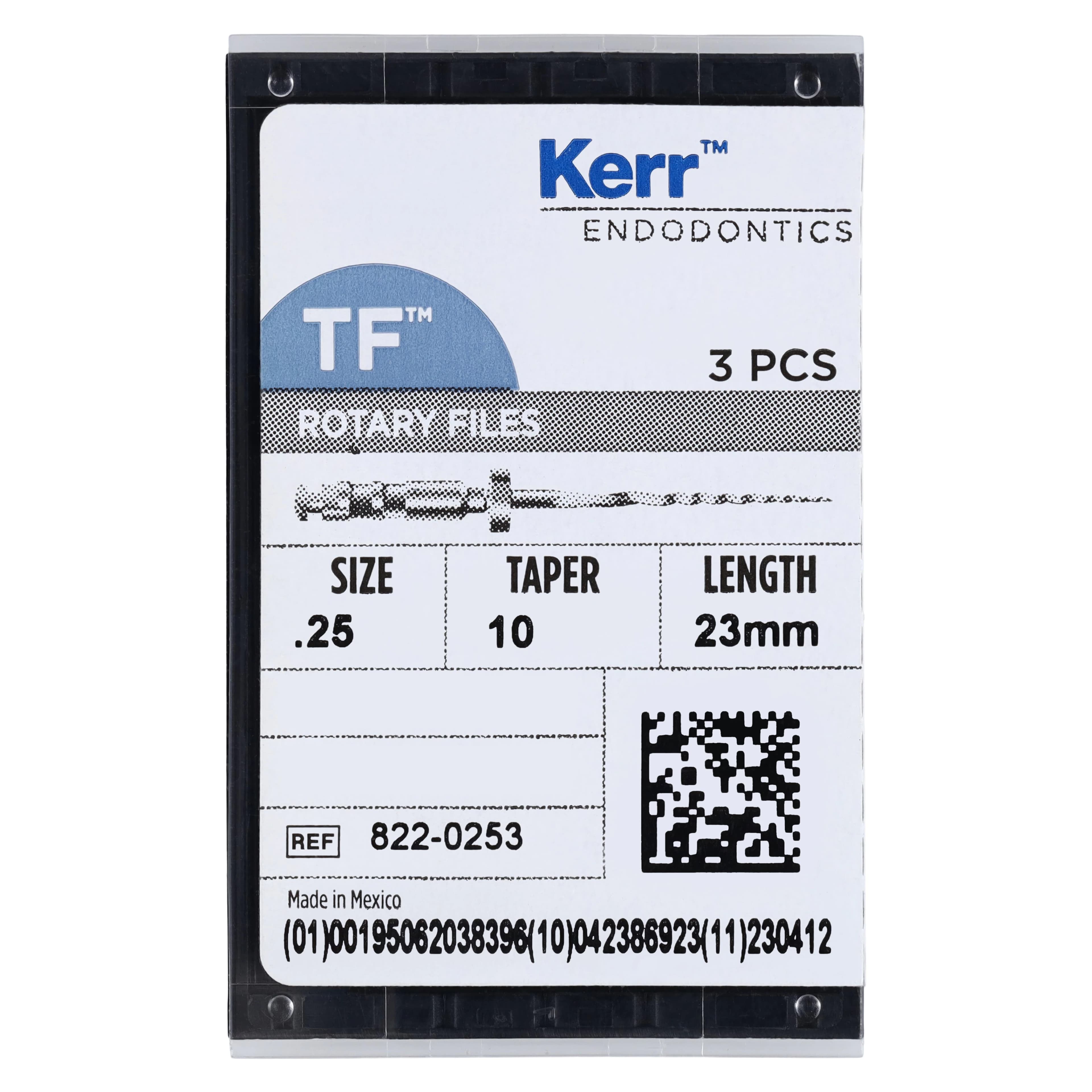 Kerr TF Twisted Files Rotary NiTi File, #25, 0.10 Taper, 23 mm, Red, 3/Pk, 822-0253 thumbnail 6