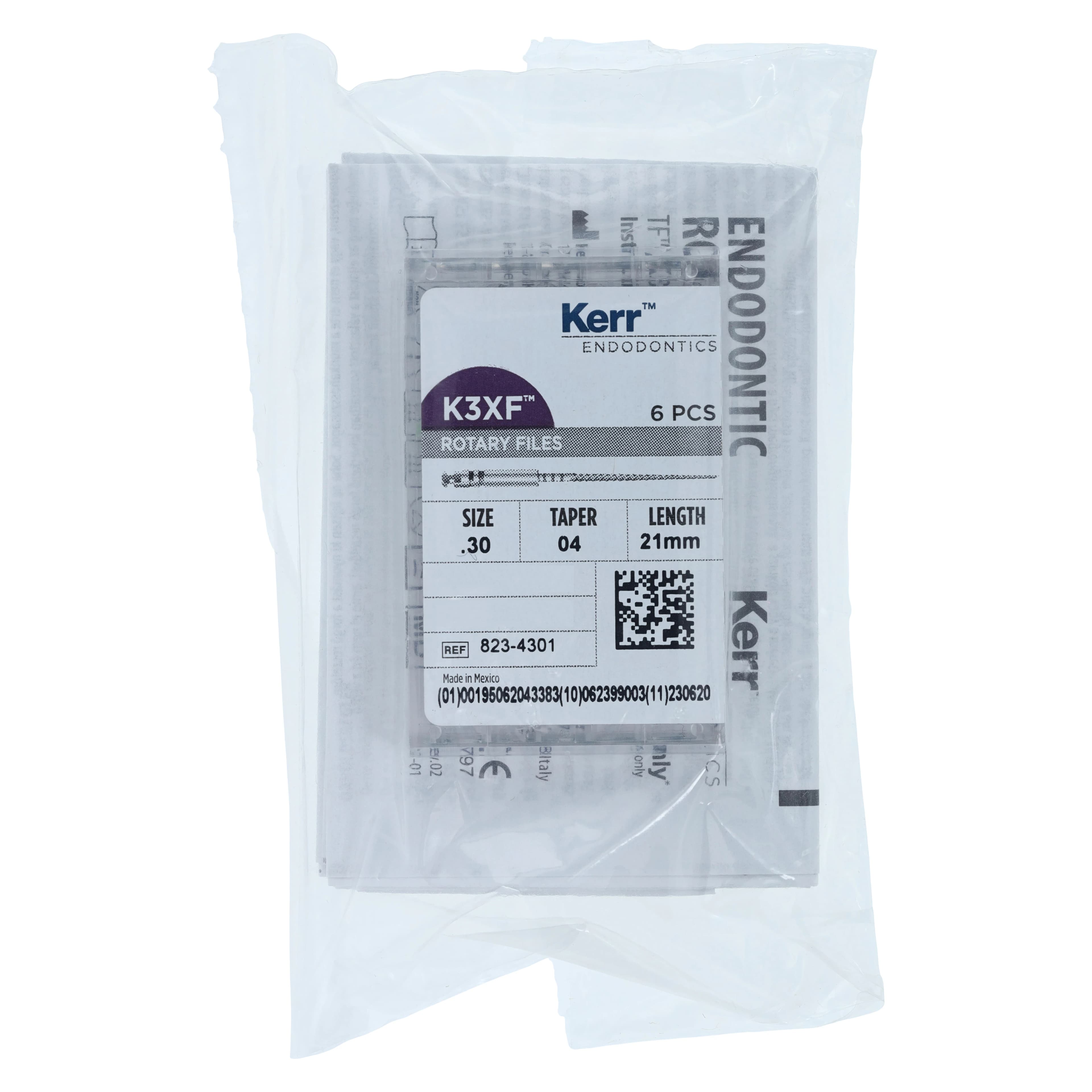K3XF NiTi Rotary Files, .04 Taper, #30, 21 mm, Blue, 6/Pk, 823-4301 - K3XF, Rotary Files, NiTi, 21 mm, .04, Taper, # 30, Blue, 6/Pk, 823-4301 - Image 1