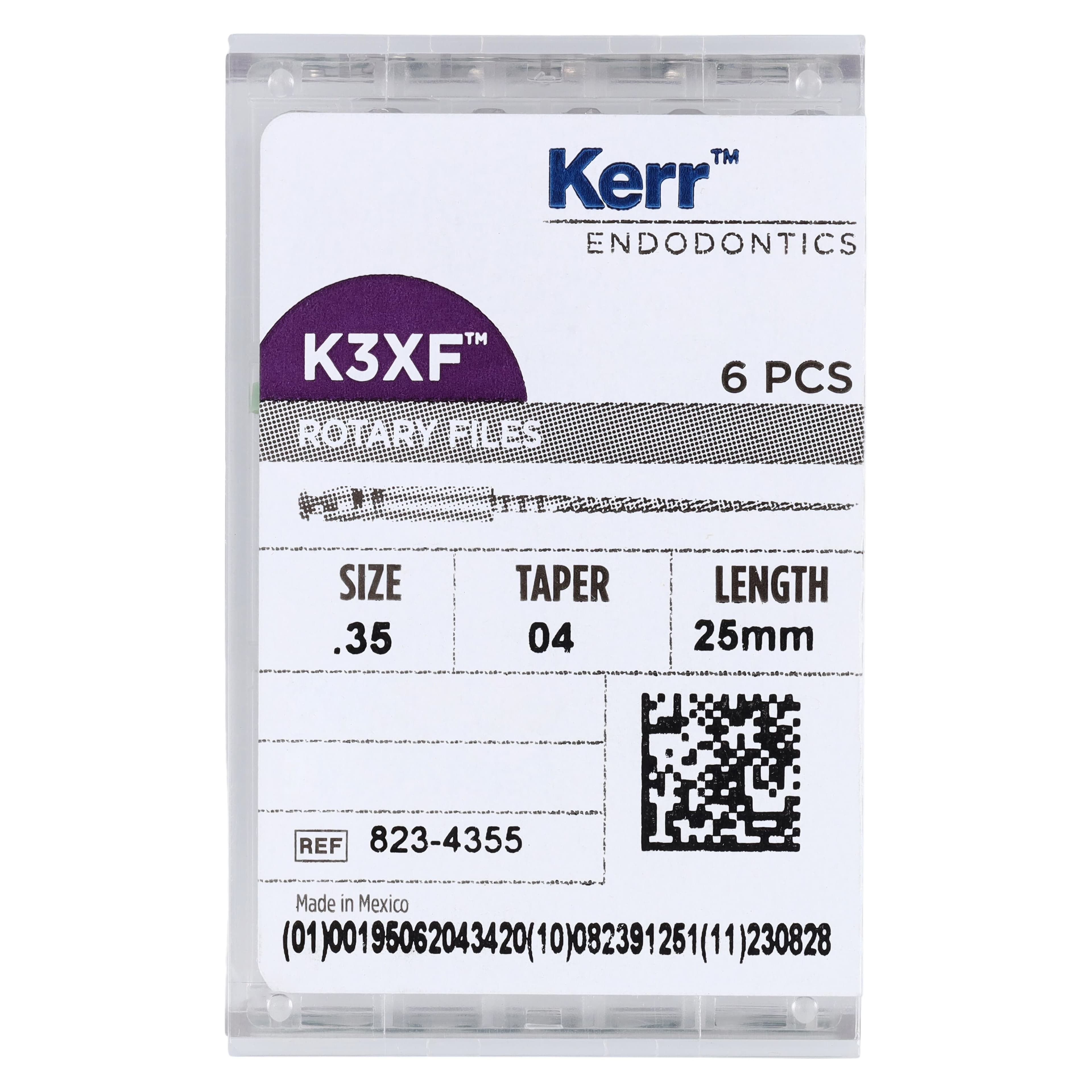 K3XF NiTi Rotary Files, 25 mm, .04 Taper, #35, Green, 6/Pk, 823-4355 thumbnail 6