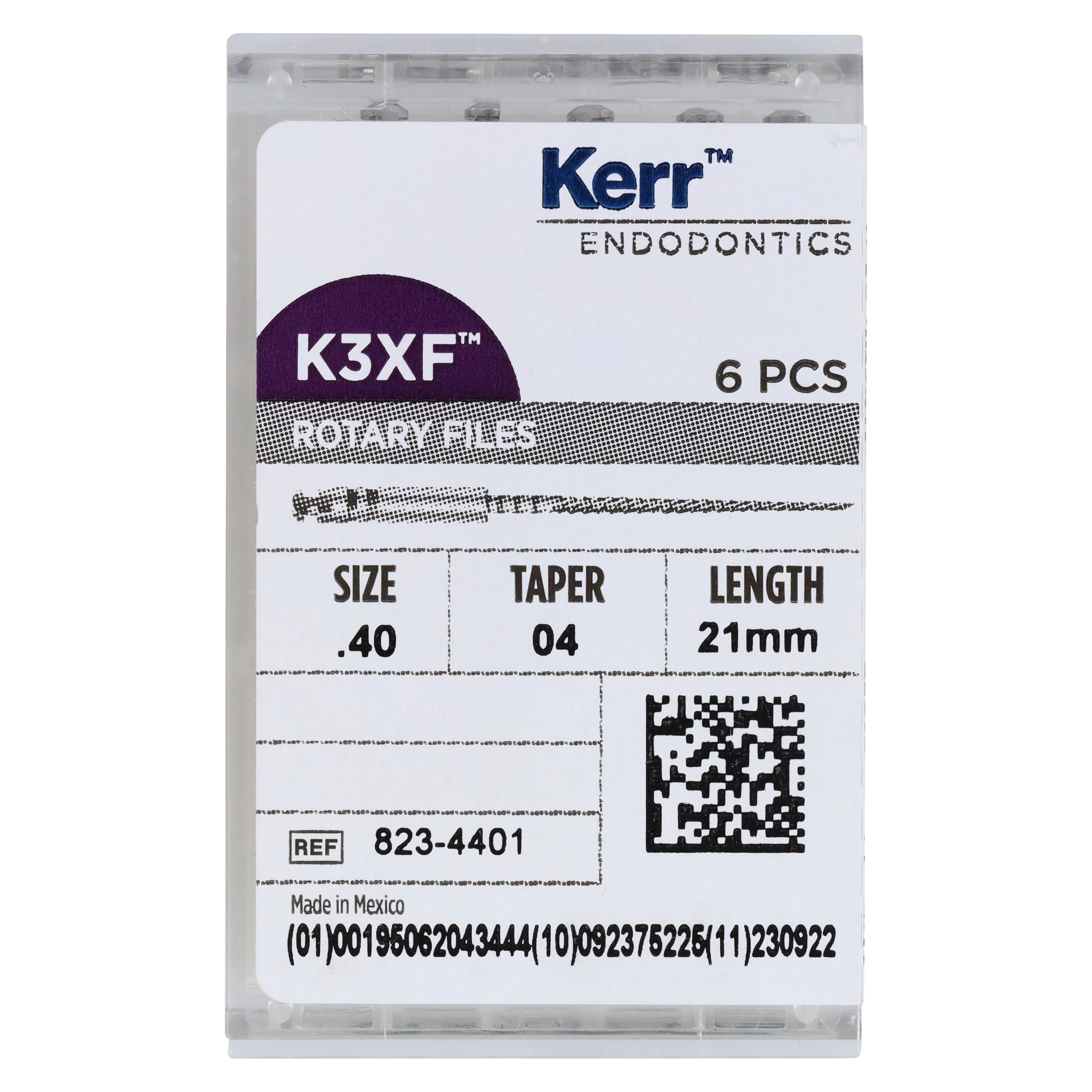 K3XF NiTi Rotary Files, .04 Taper, #40, 21 mm, Black, 6/Pk, 823-4401 thumbnail 6